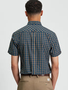 Signature House Check Short Sleeve Shirt - Teal- Front View