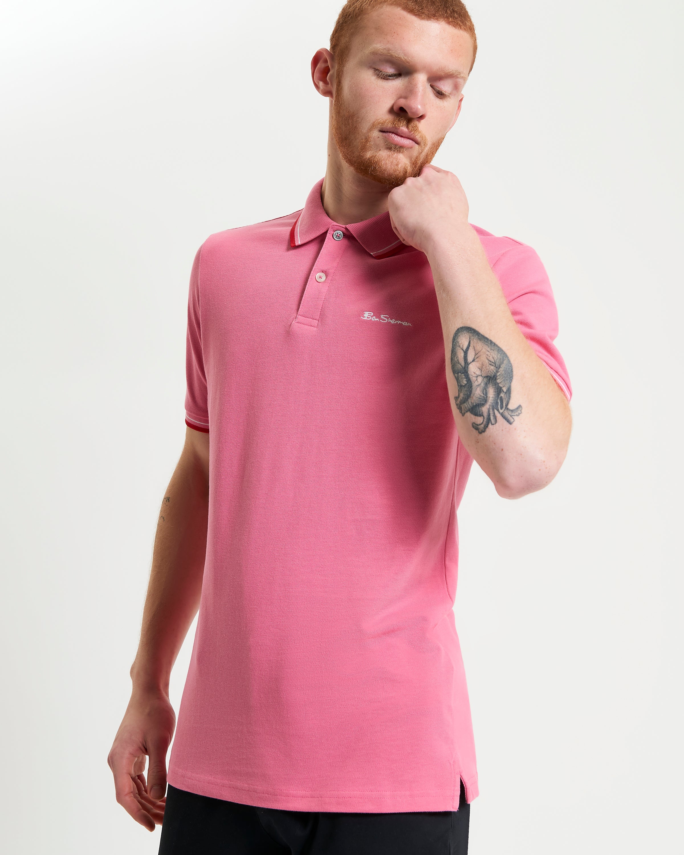 Signature Pique Polo – Pink – Refined sustainable style from Ben Sherman.