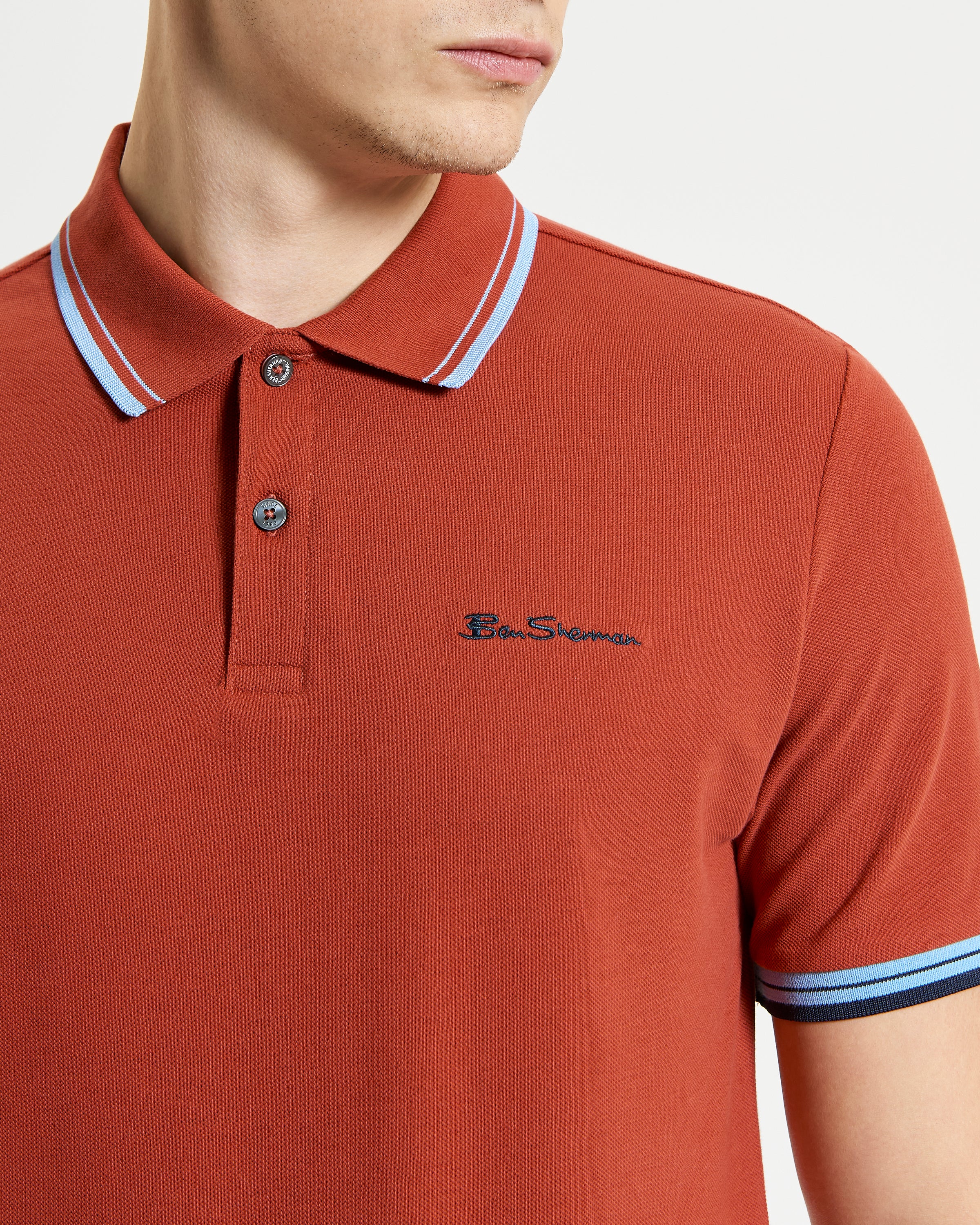 Signature Pique Polo – Red with Contrast Detailing and Ben Sherman Logo