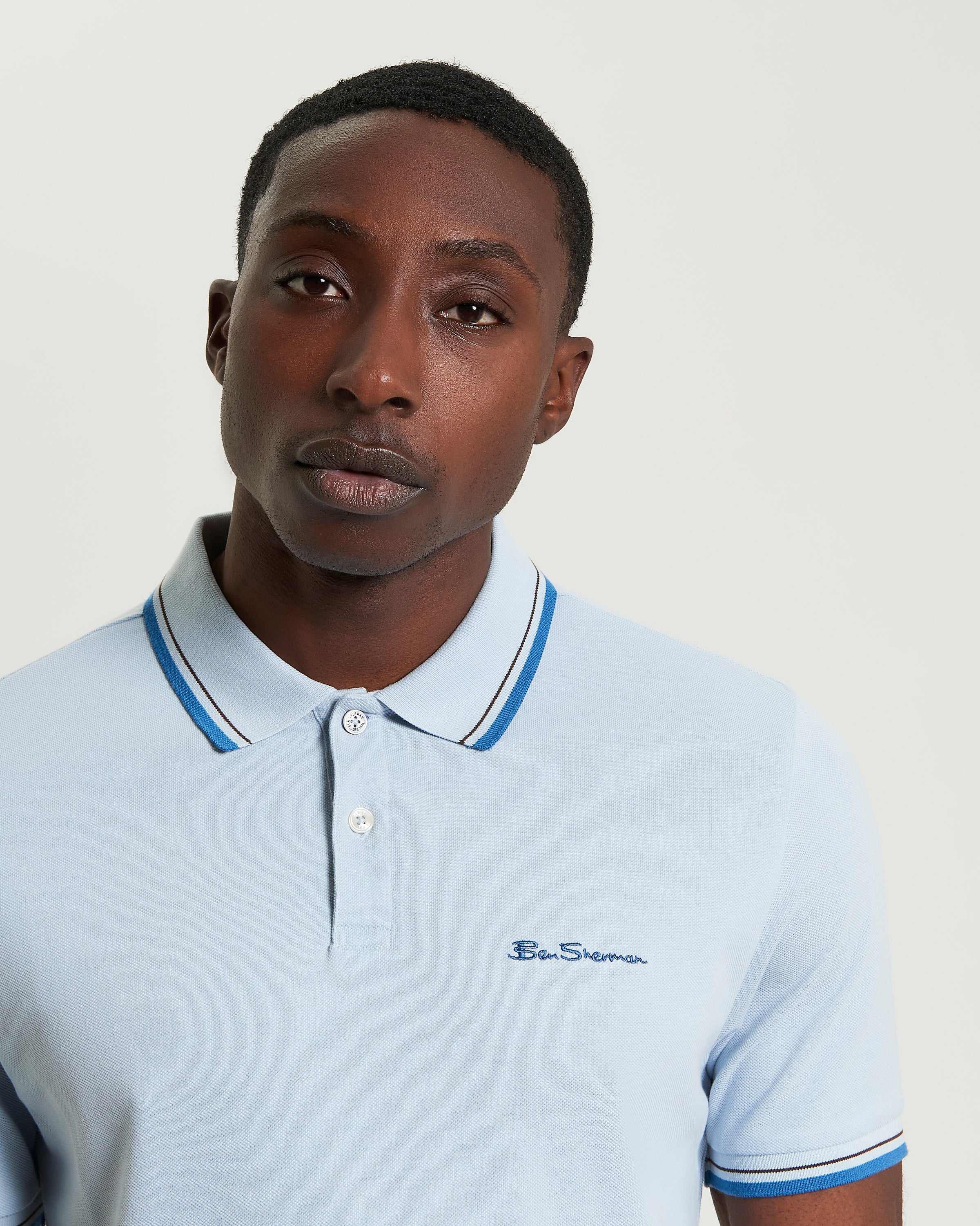 Signature Pique Polo – Light Blue – Regular Fit with Contrast Detailing