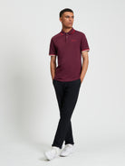 Signature Pique Polo - Burgundy - Close Up Shot
