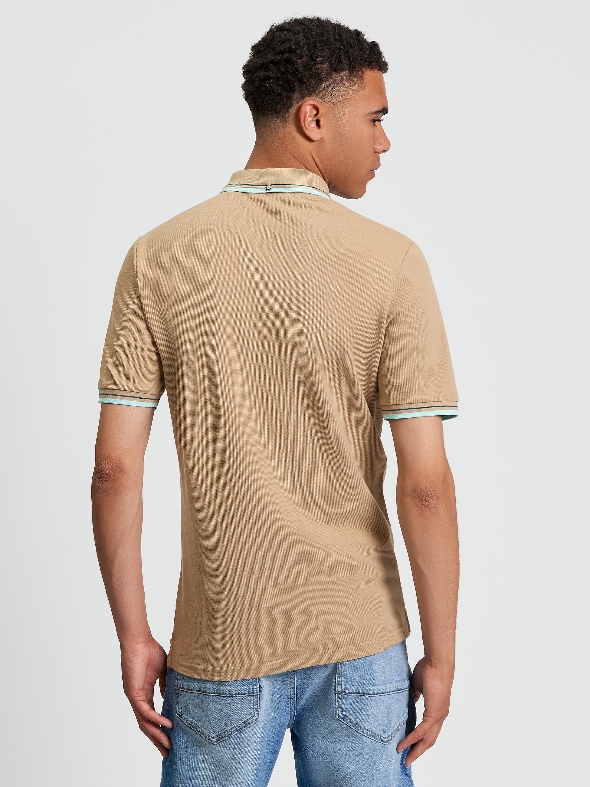 Signature Pique Polo - Tan Beige- Back View