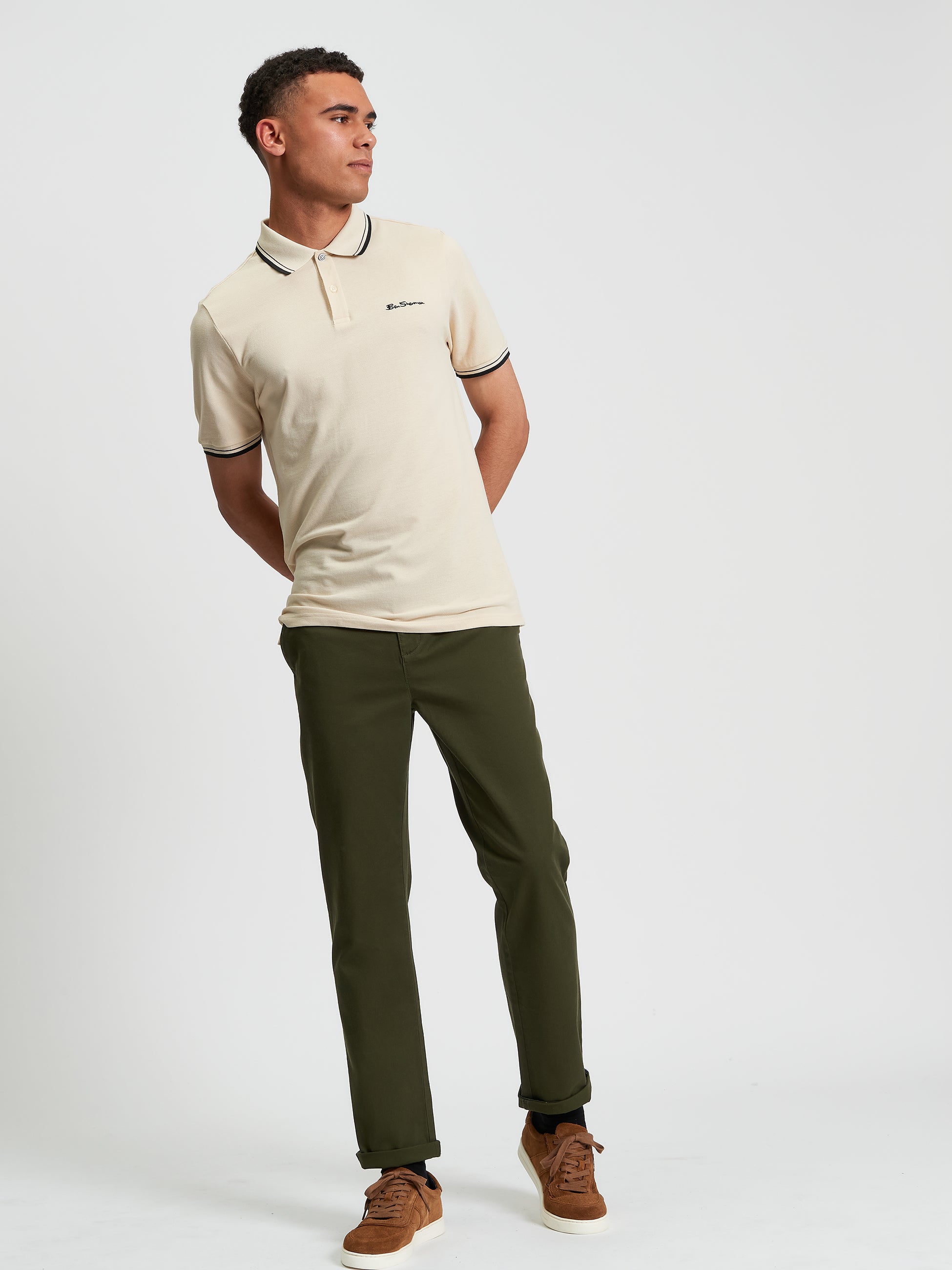 Signature Pique Polo - Fog - Full Length View