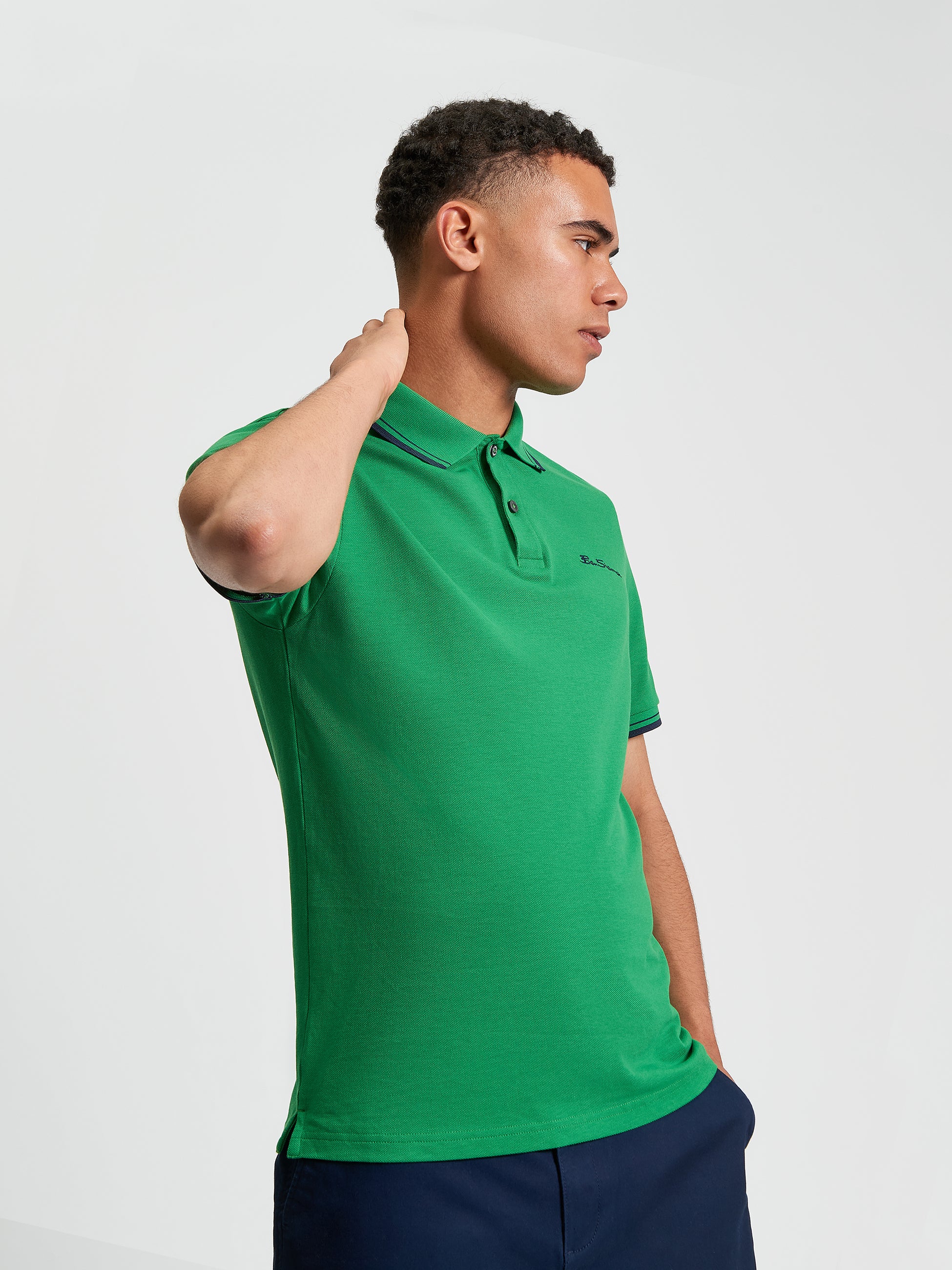 Signature Pique Polo - Hunter Green - Front View