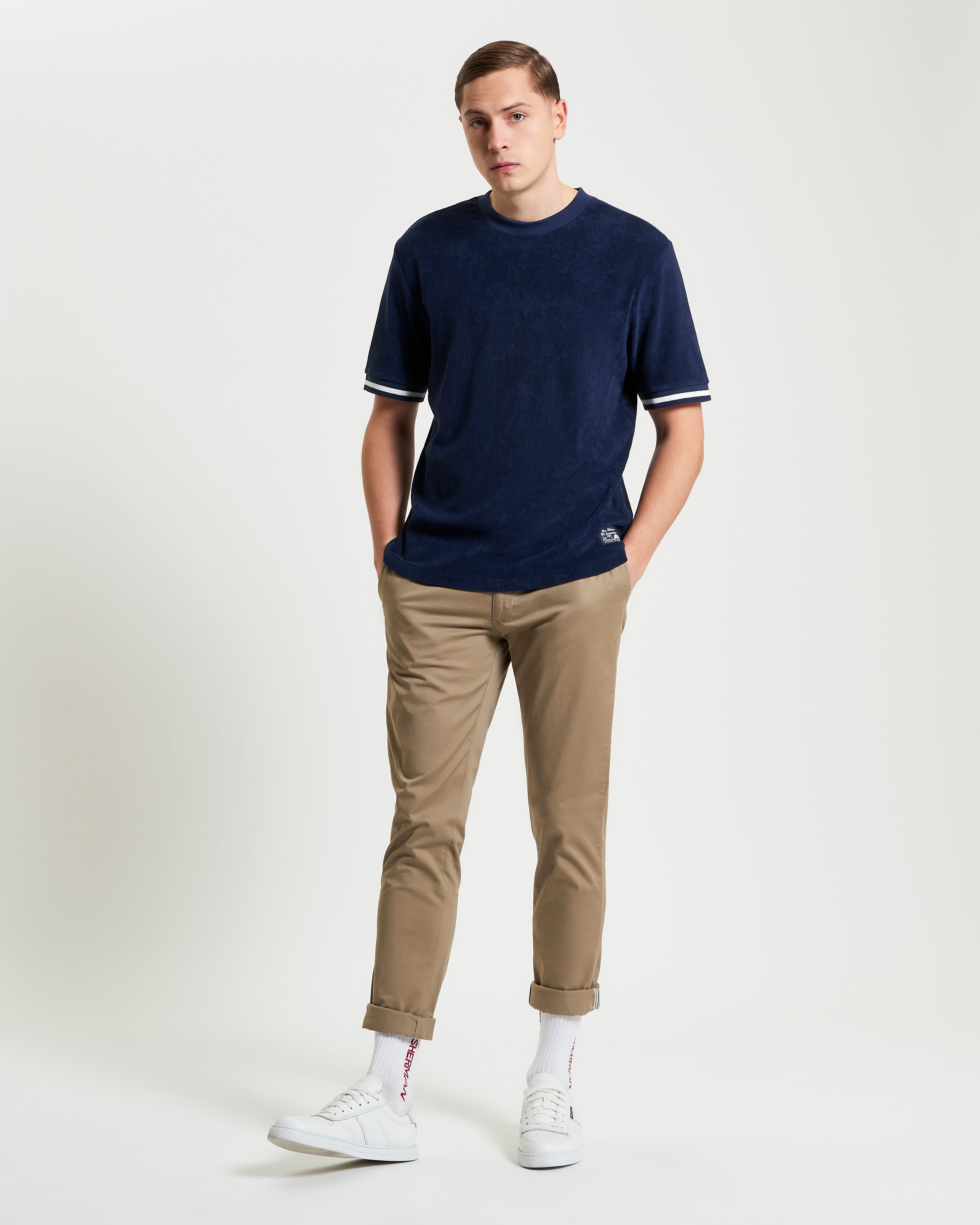 Towelling Tee – navy – relaxed fit t-shirt in luxurious towelling cotton fabric