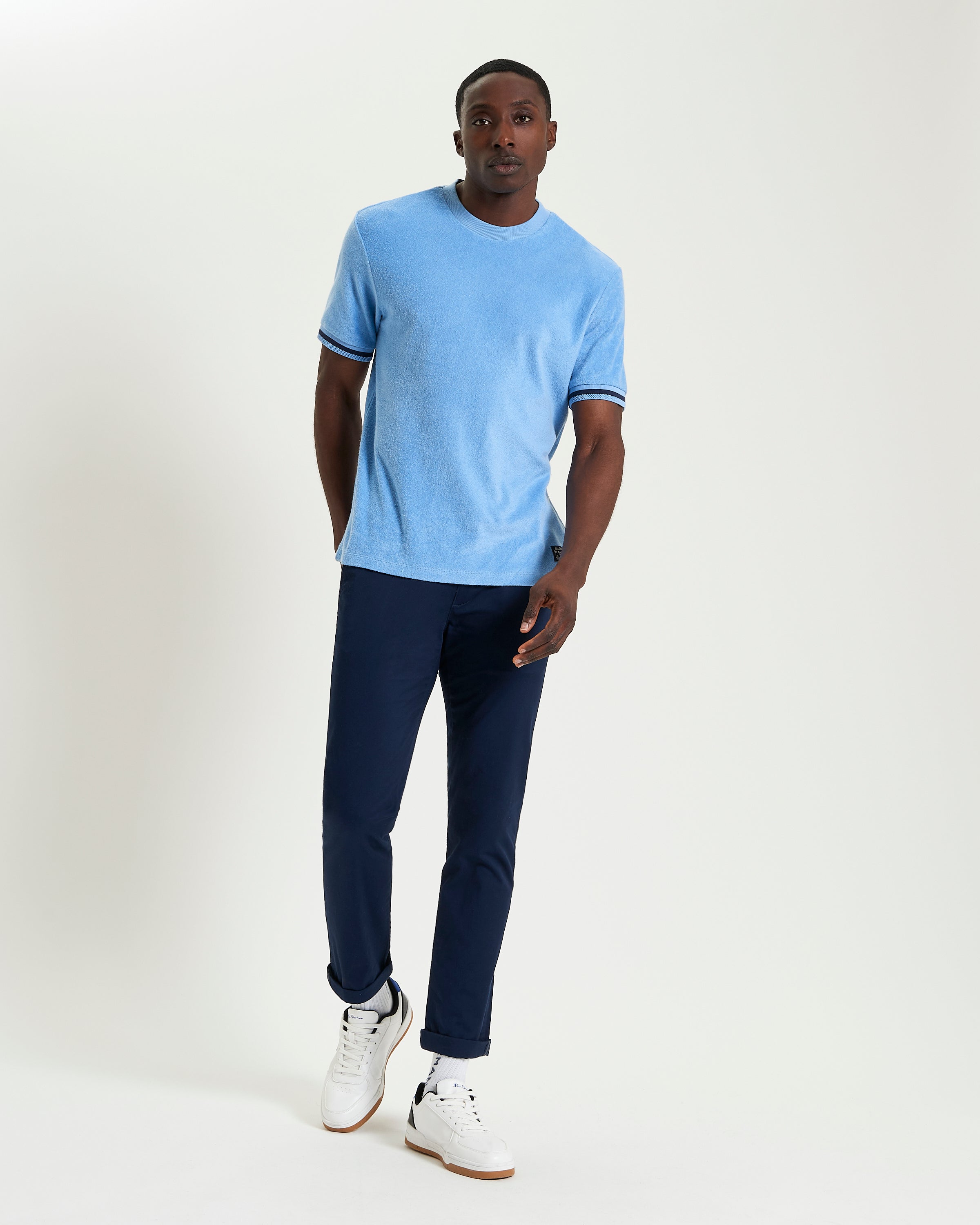 Towelling Tee – blue – relaxed fit stylish t-shirt in luxurious towelling cotton fabric by Ben Sherman.