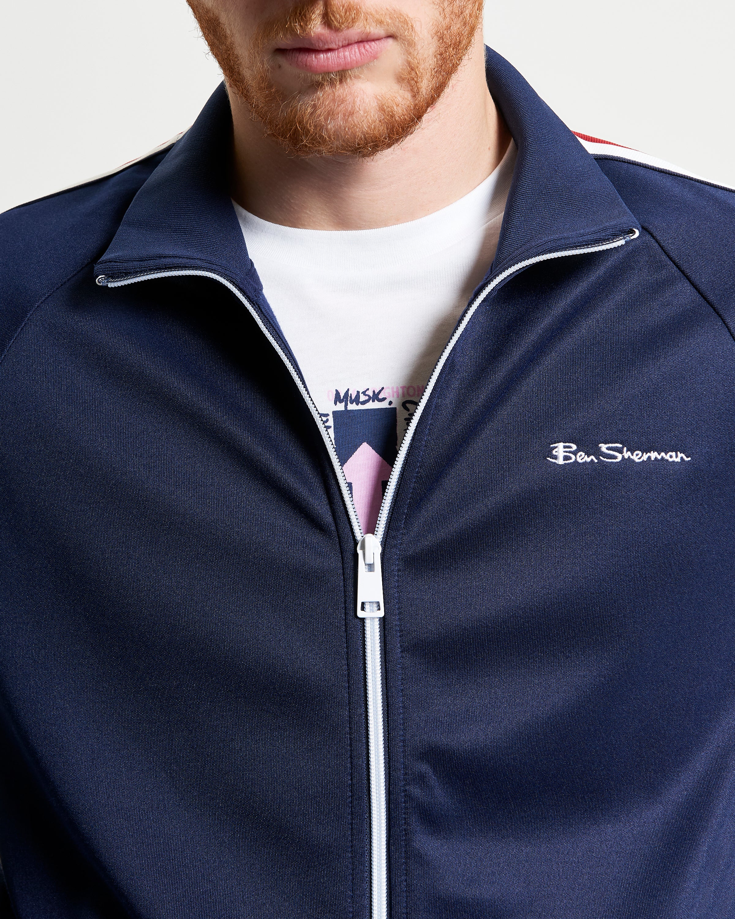 House Tape Track Top – Navy blue track top by Ben Sherman with signature logo and sporty zip-up design.