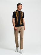 Stripe Knitted Polo Black
