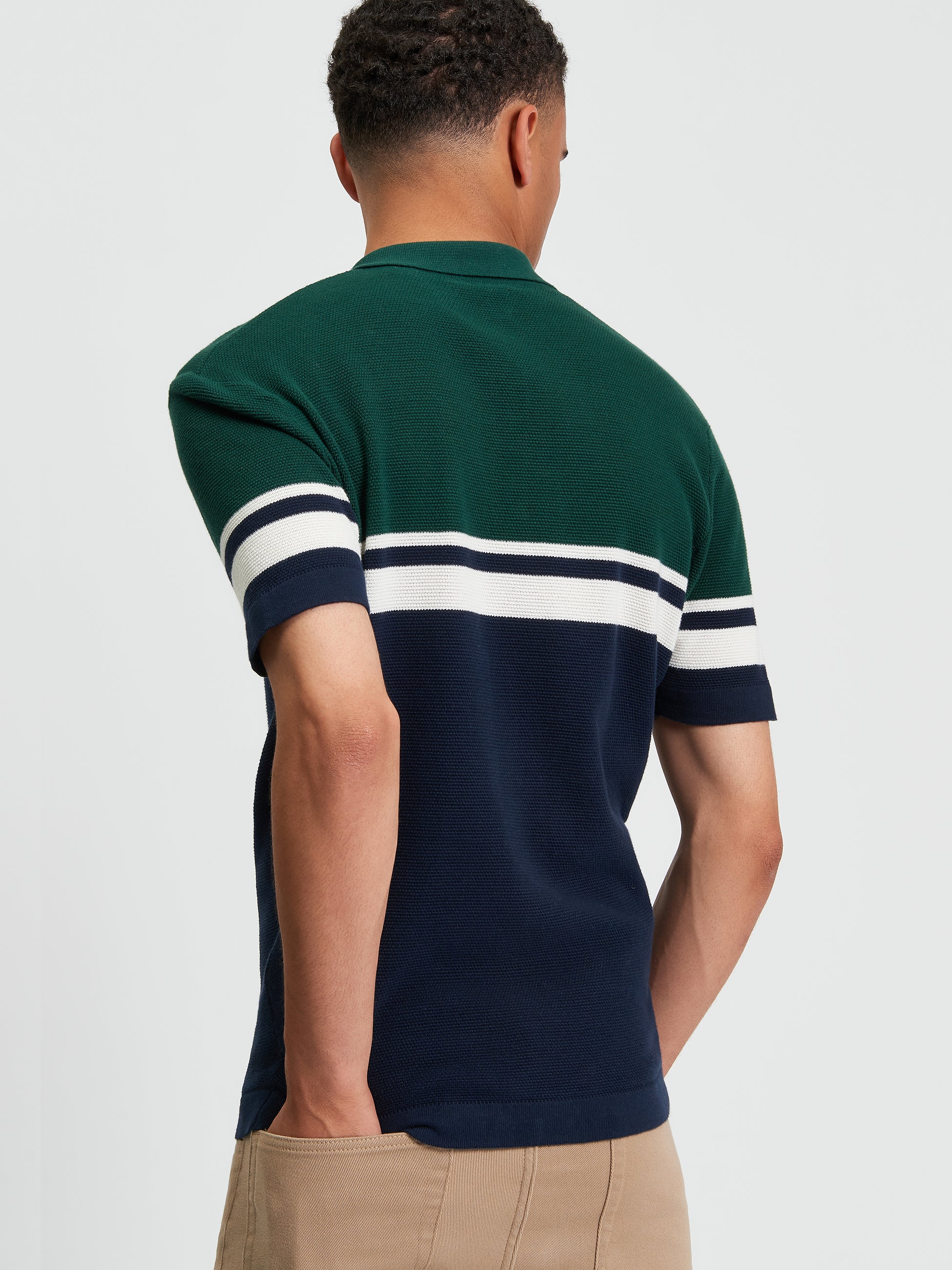 Block Colour Polo Navy Green