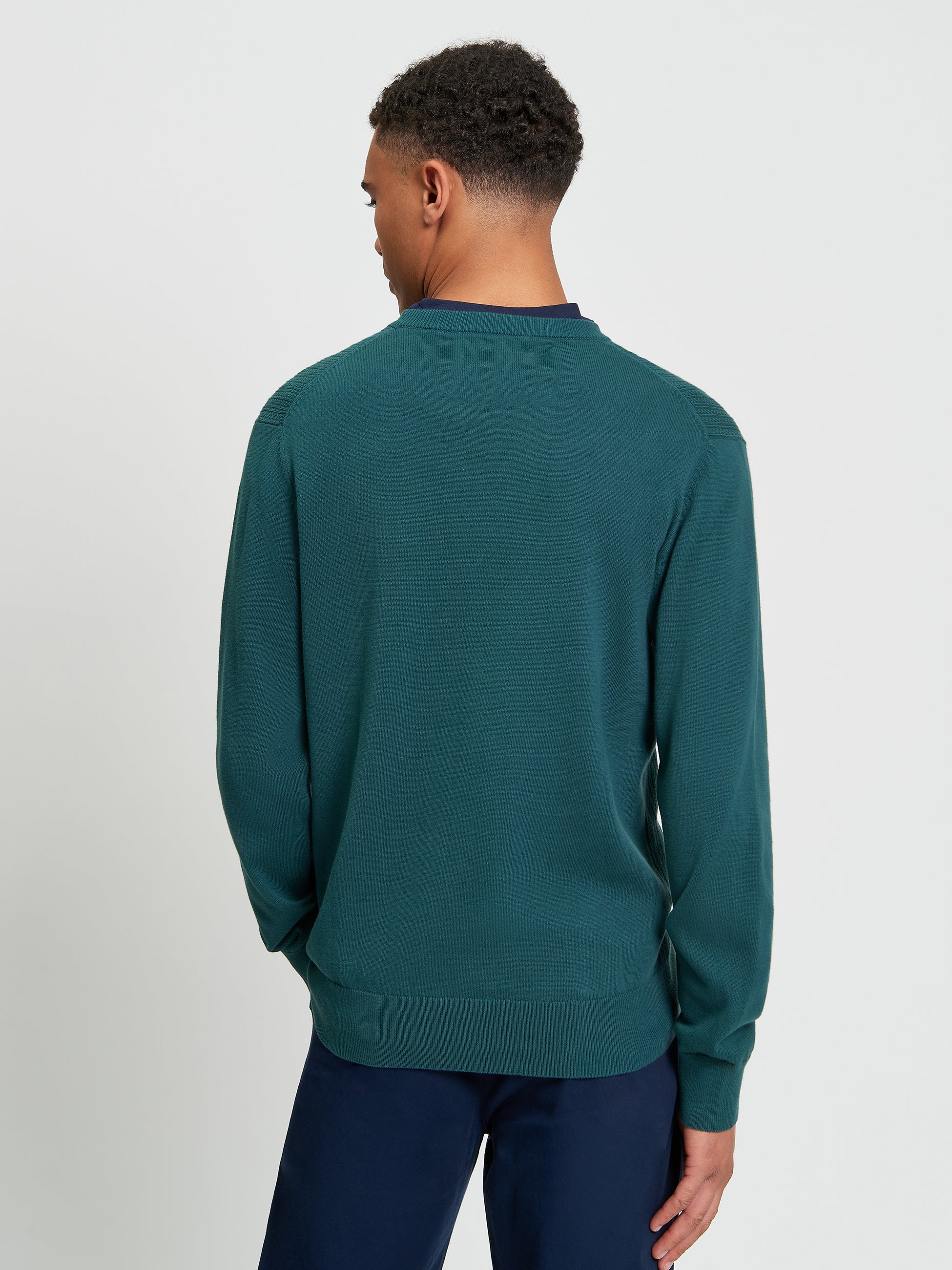 Textured Front Crew Neck Sweater