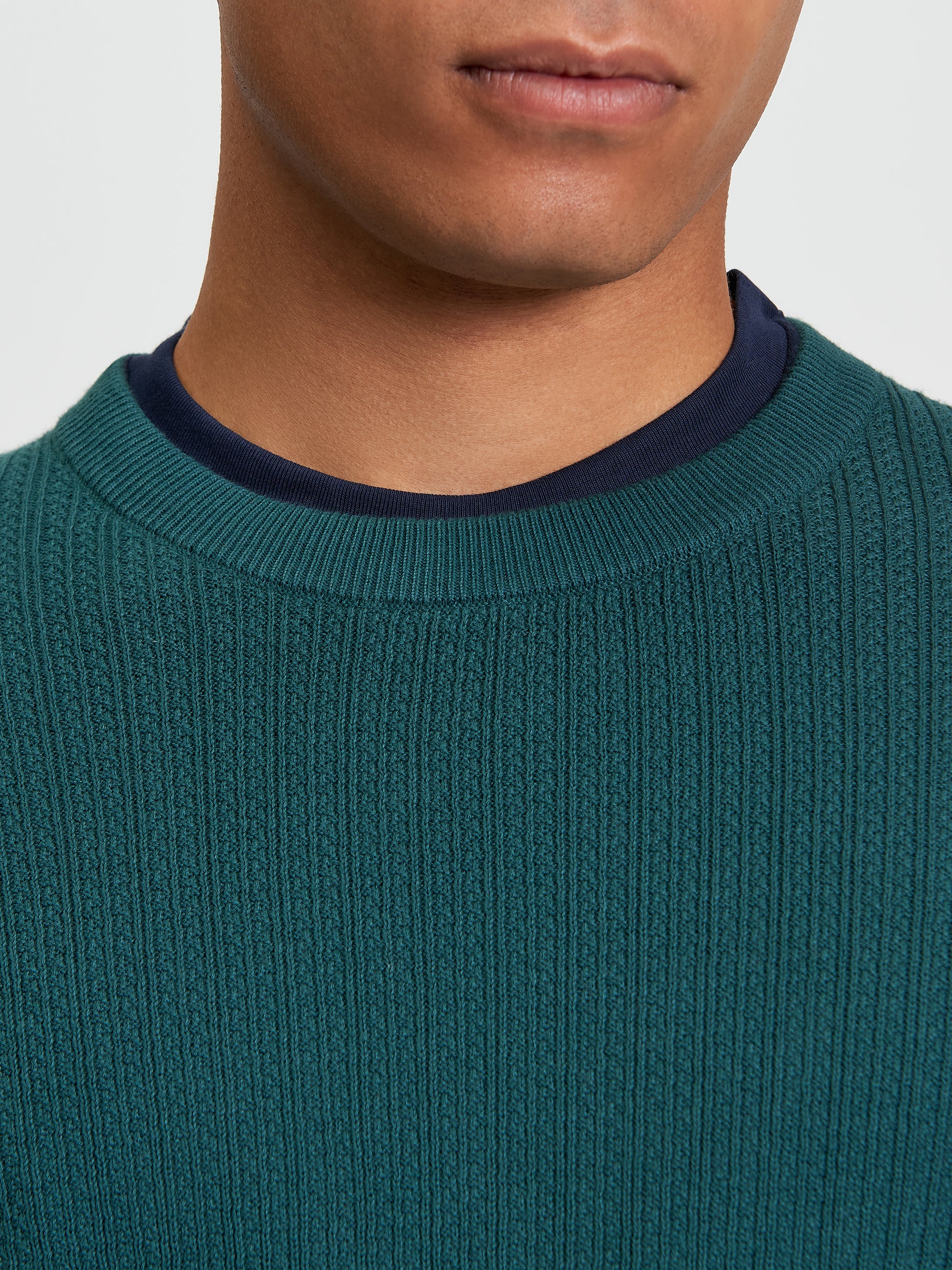 Textured Front Crew Neck Sweater
