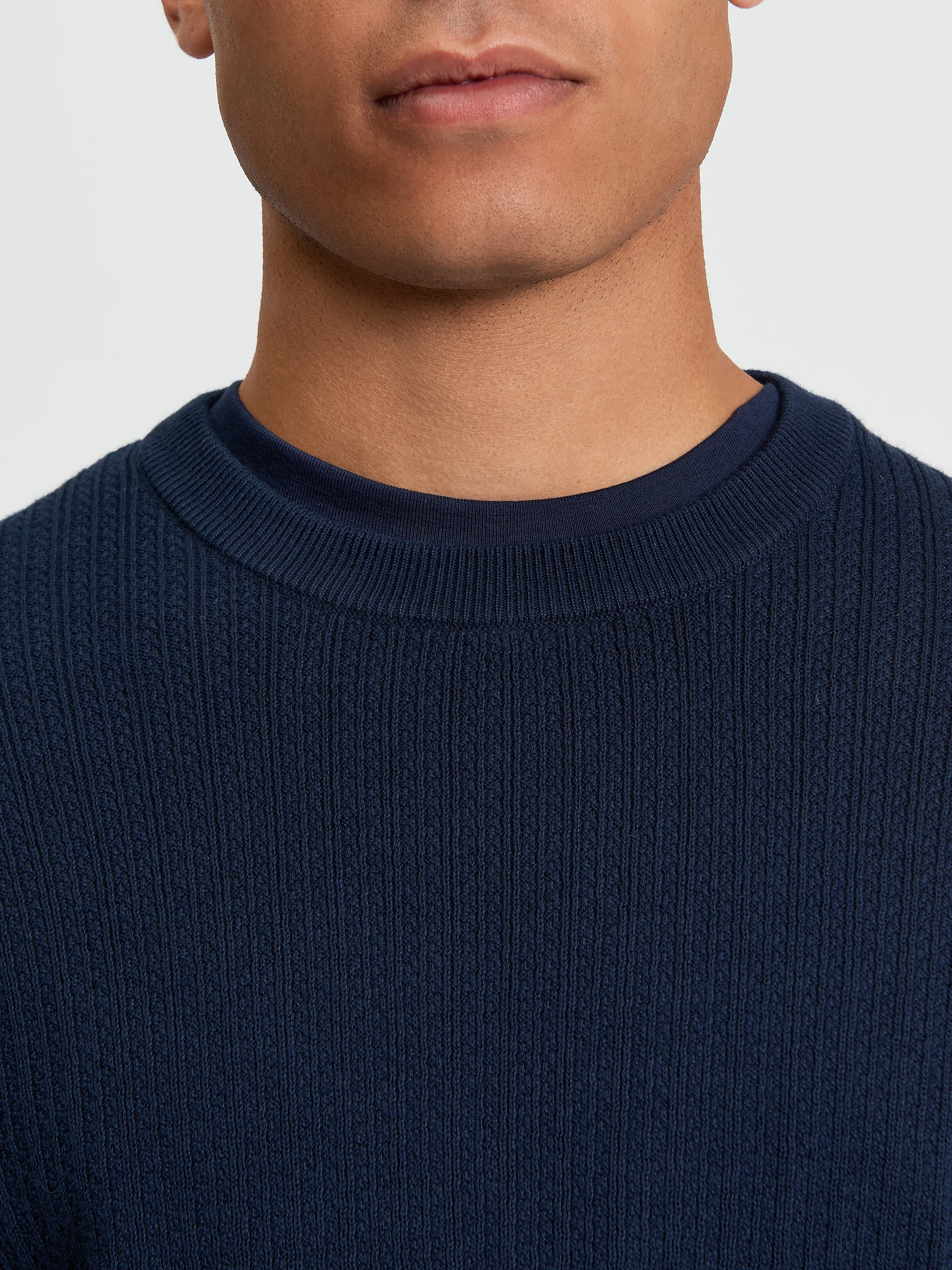 Textured Front Crew Neck Sweater