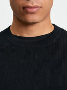 Textured Front Crew - Black - Close Up