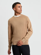 Textured Front Crew Neck Sweater