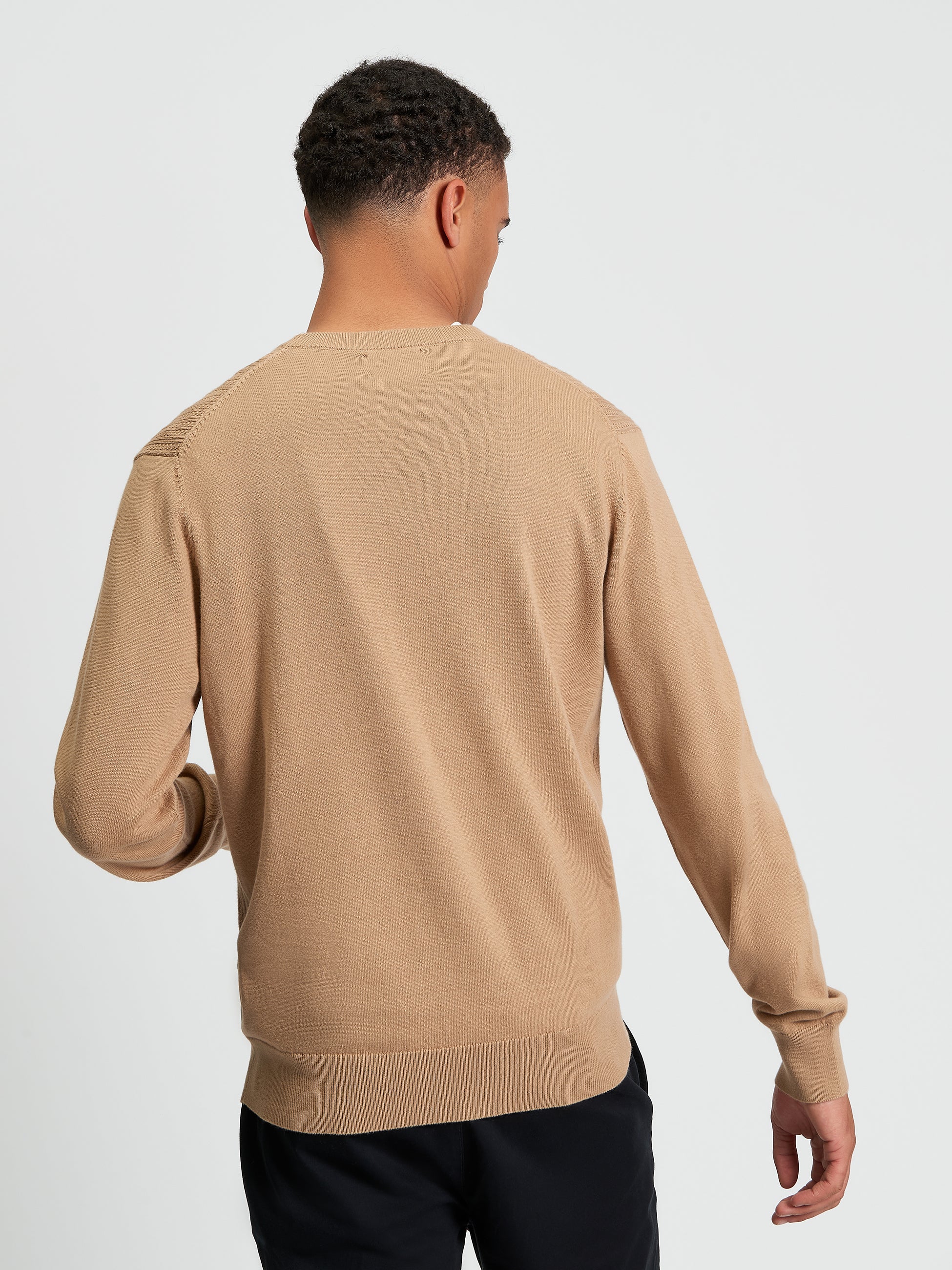 Textured Front Crew Neck Sweater