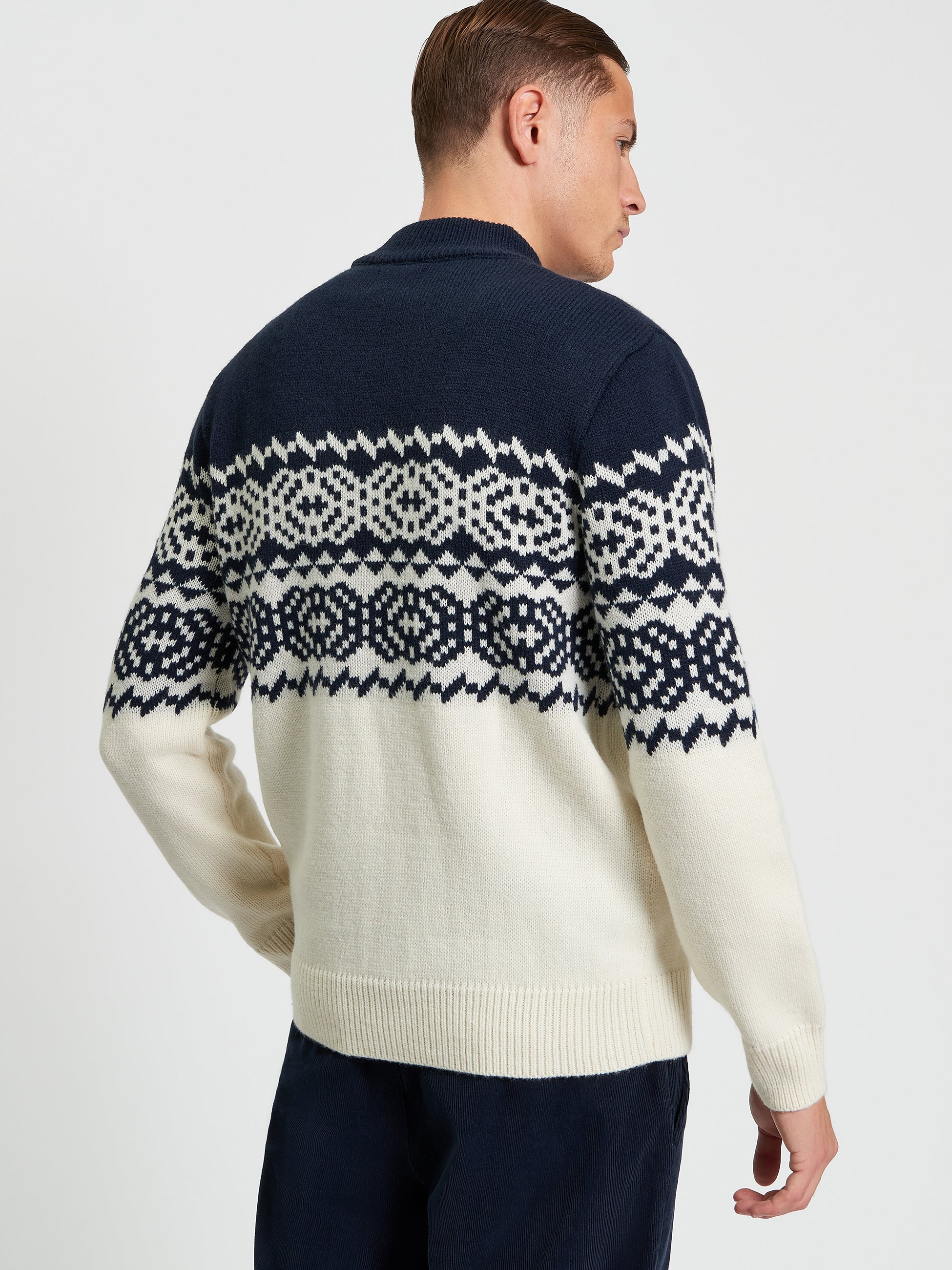 Mono Fairisle Crew - Ivory - Back