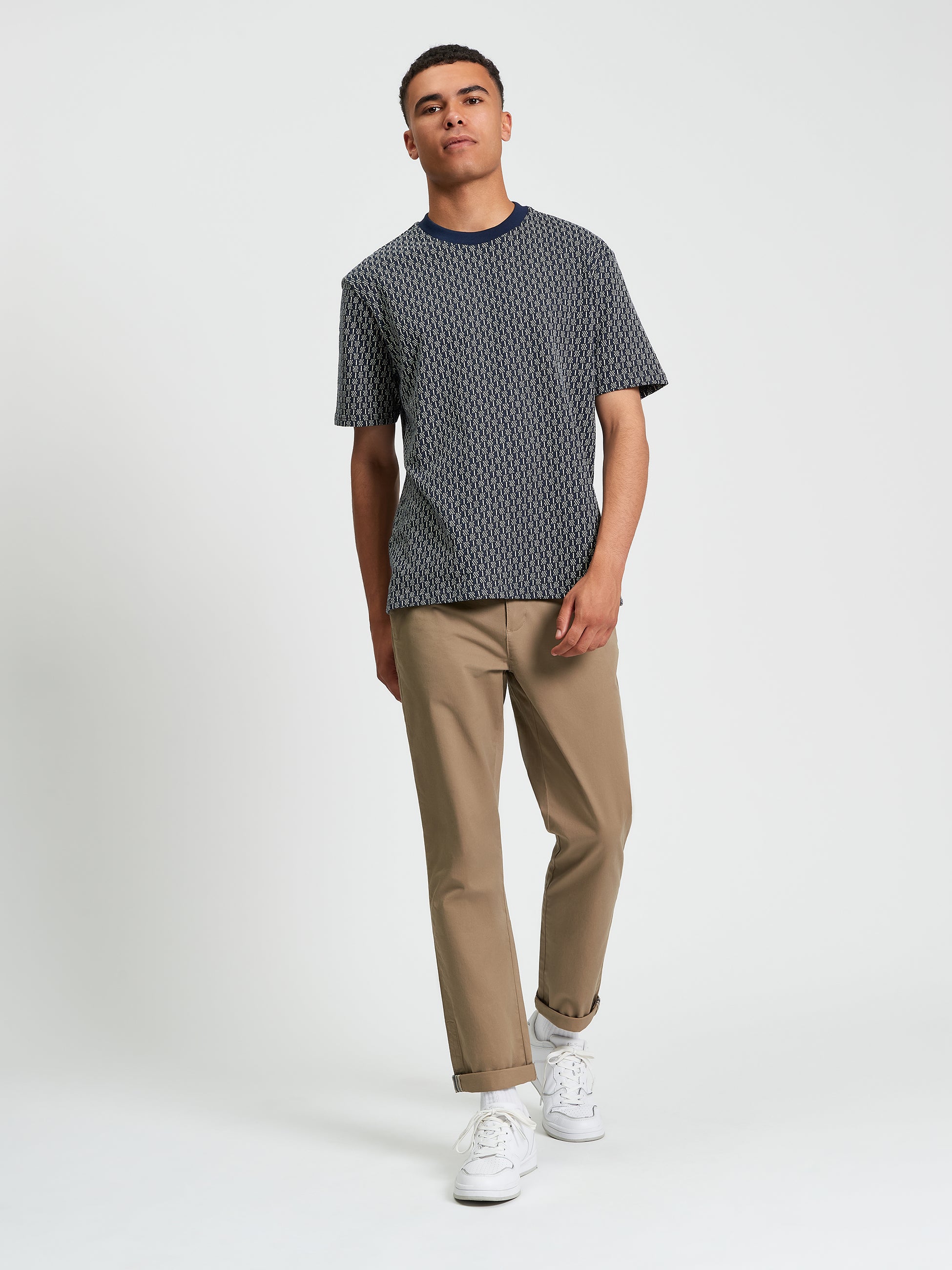 Jacquard Print T-Shirt Navy