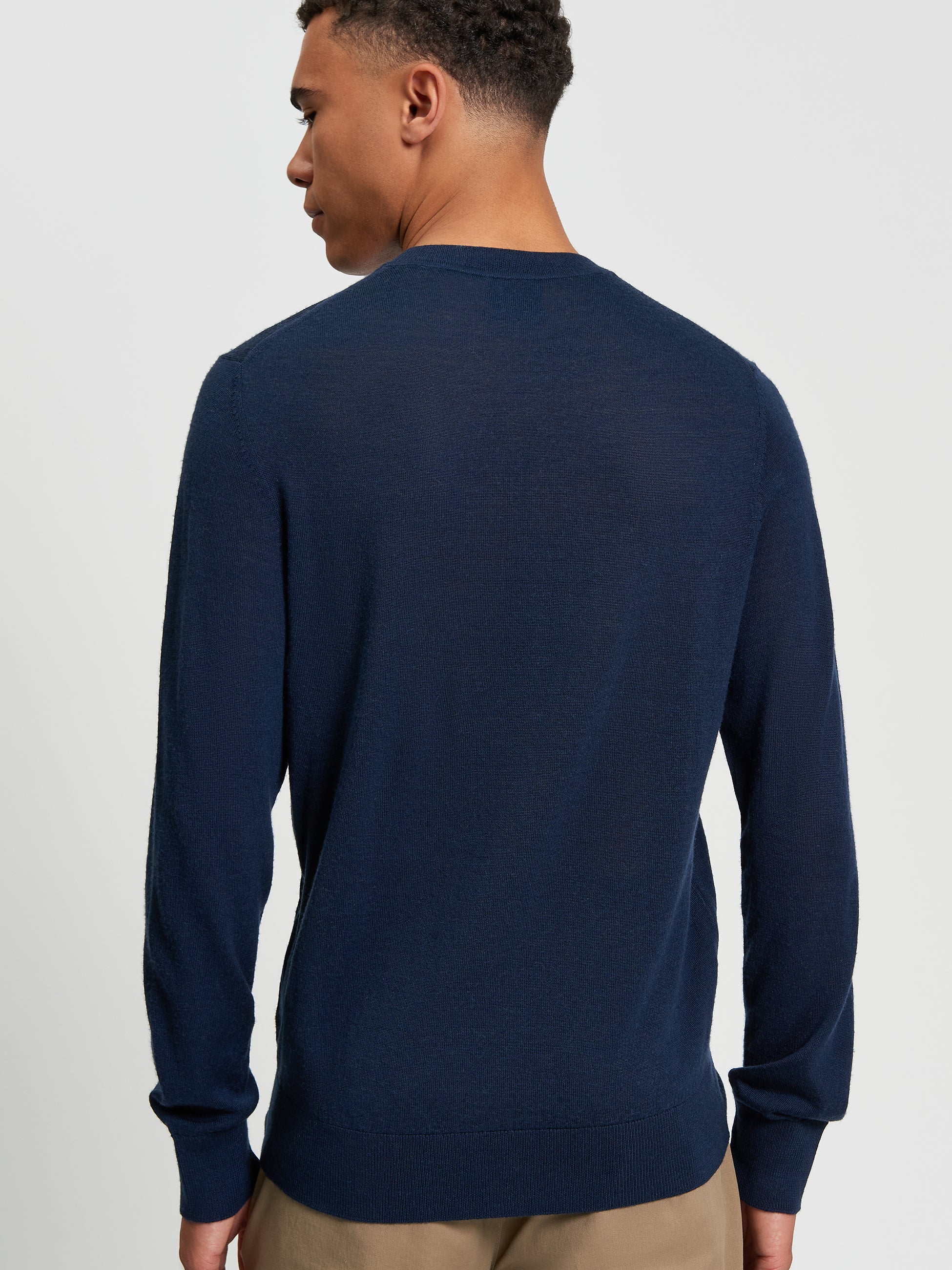 Merino Crew Neck- Dark Navy - Back