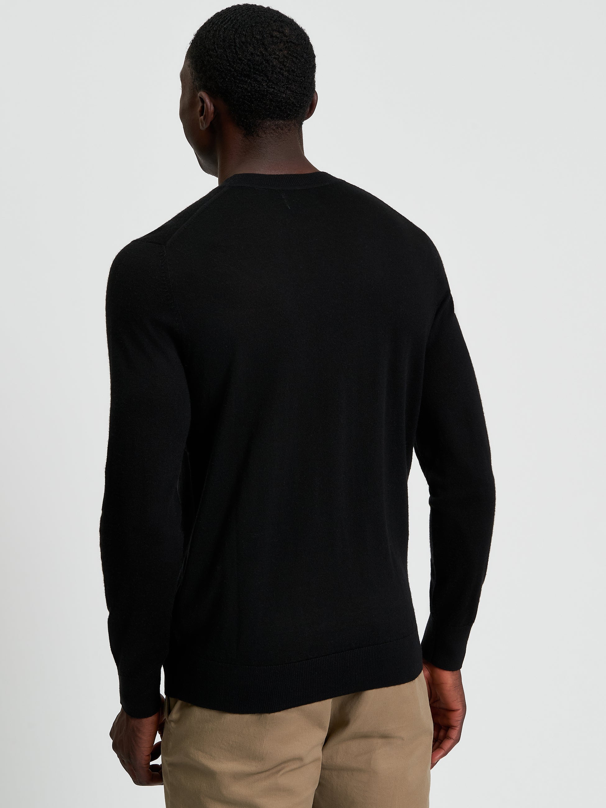 Merino Crew Neck - Black - Back