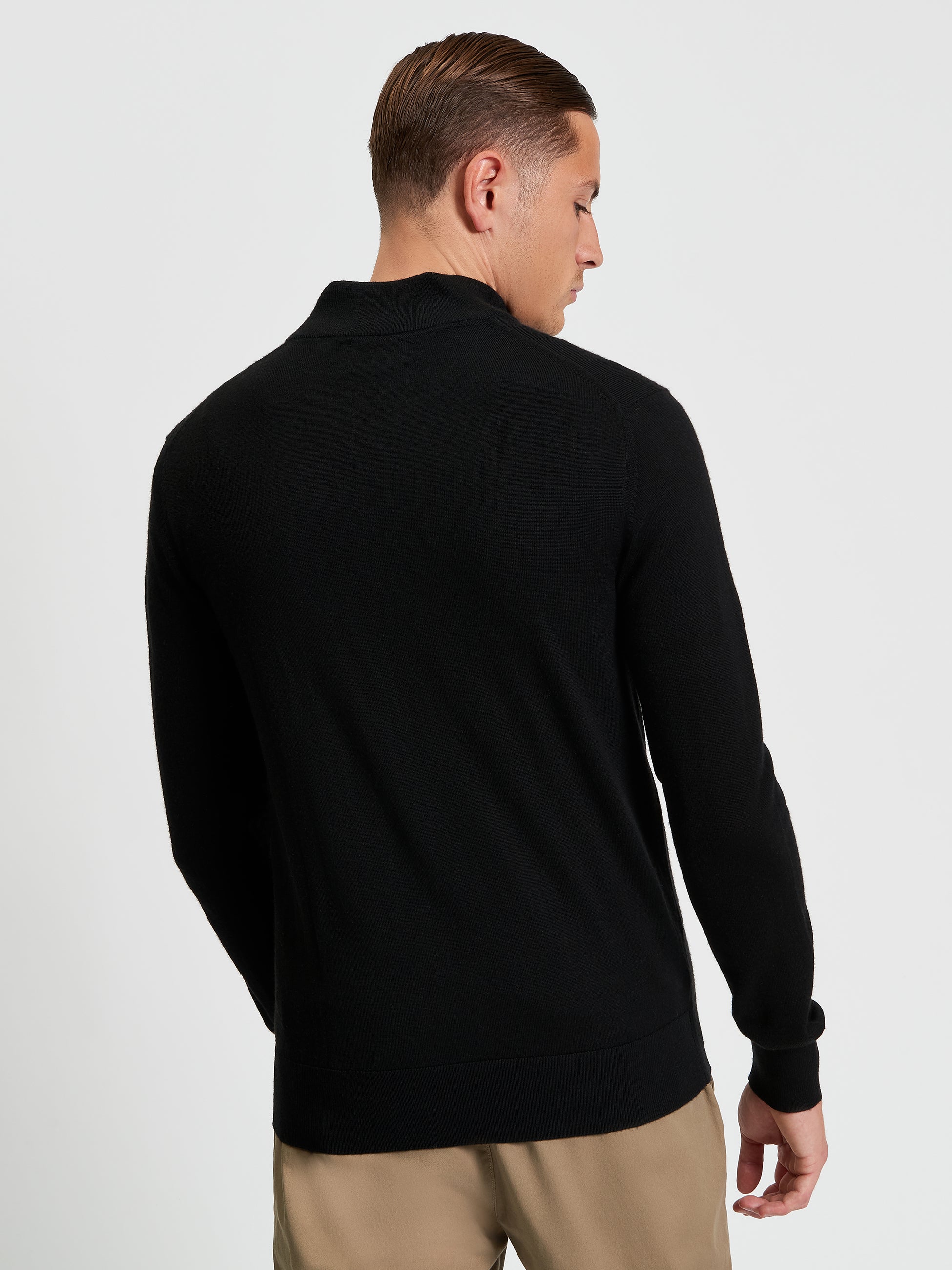Merino Half Zip - Black - Back