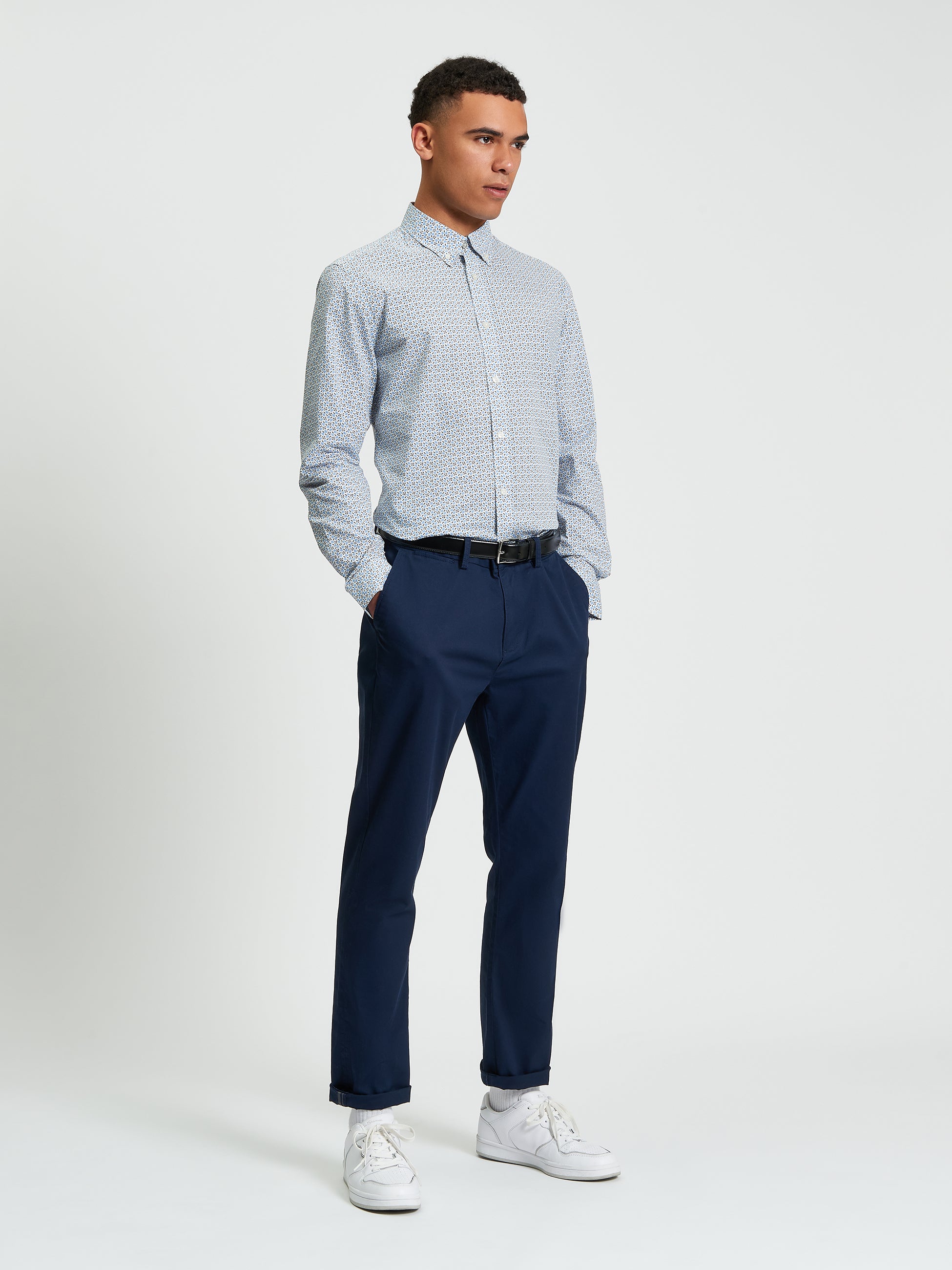 Split Geo Print - Pale Blue - Full Length