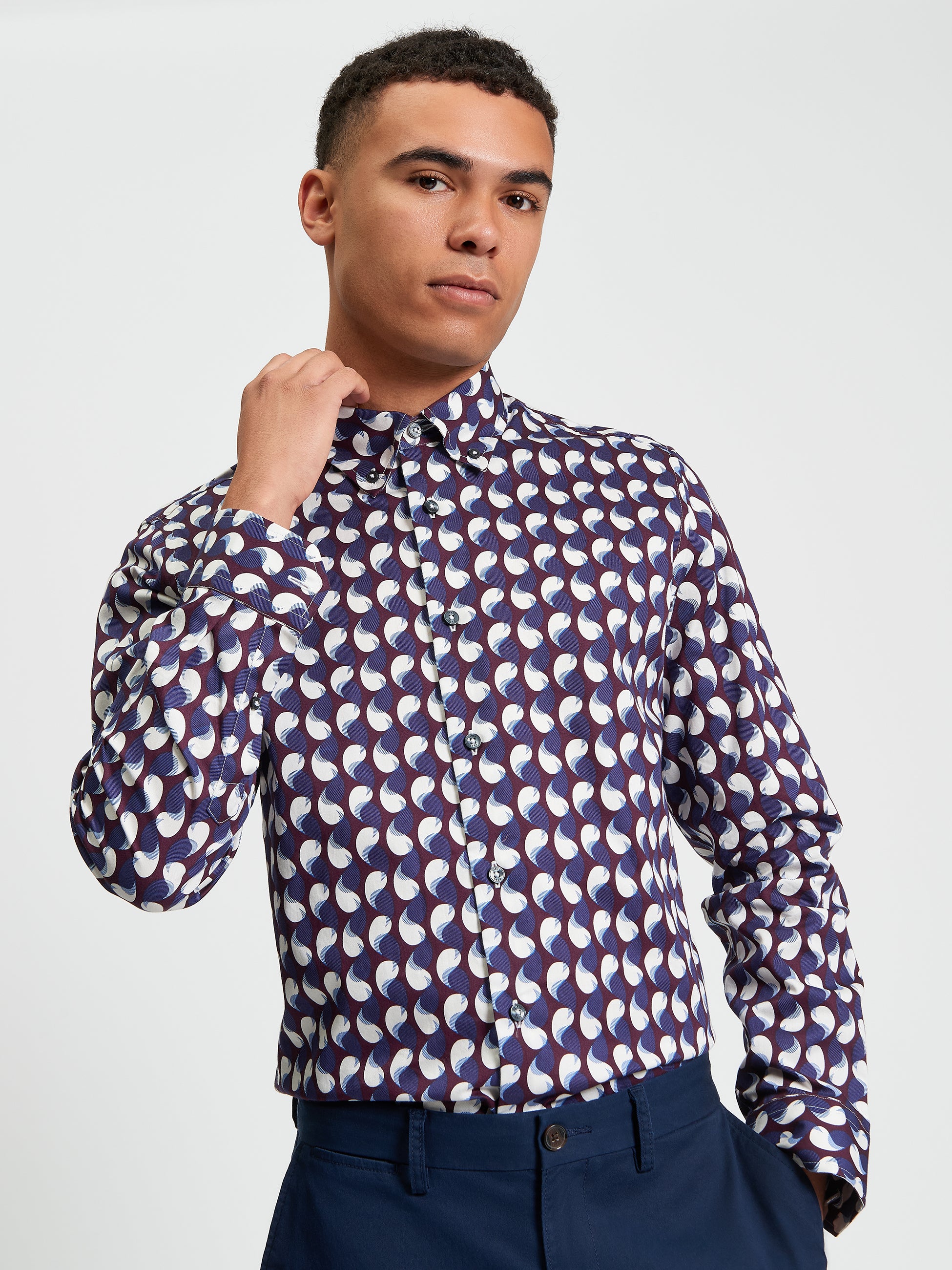 Paisley Geo Print - Dark Wine - Front