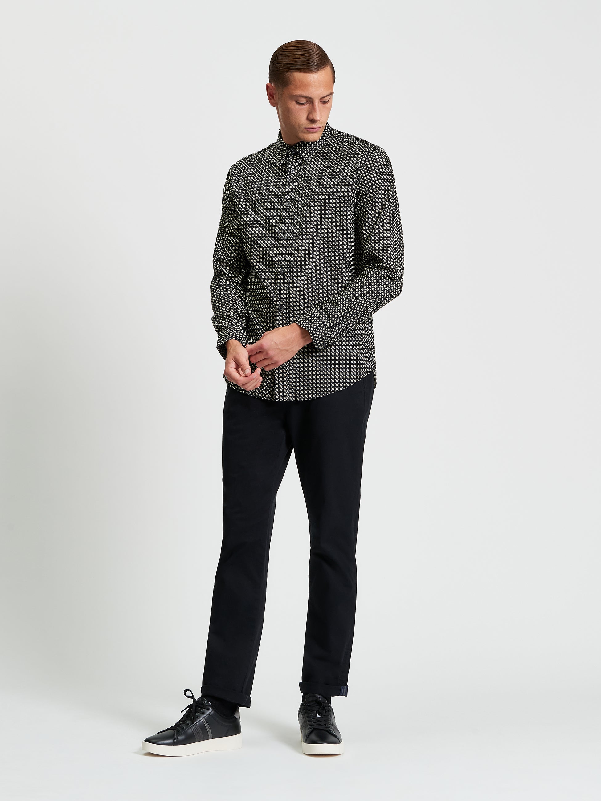 Printed Short Sleeve Shirt Black