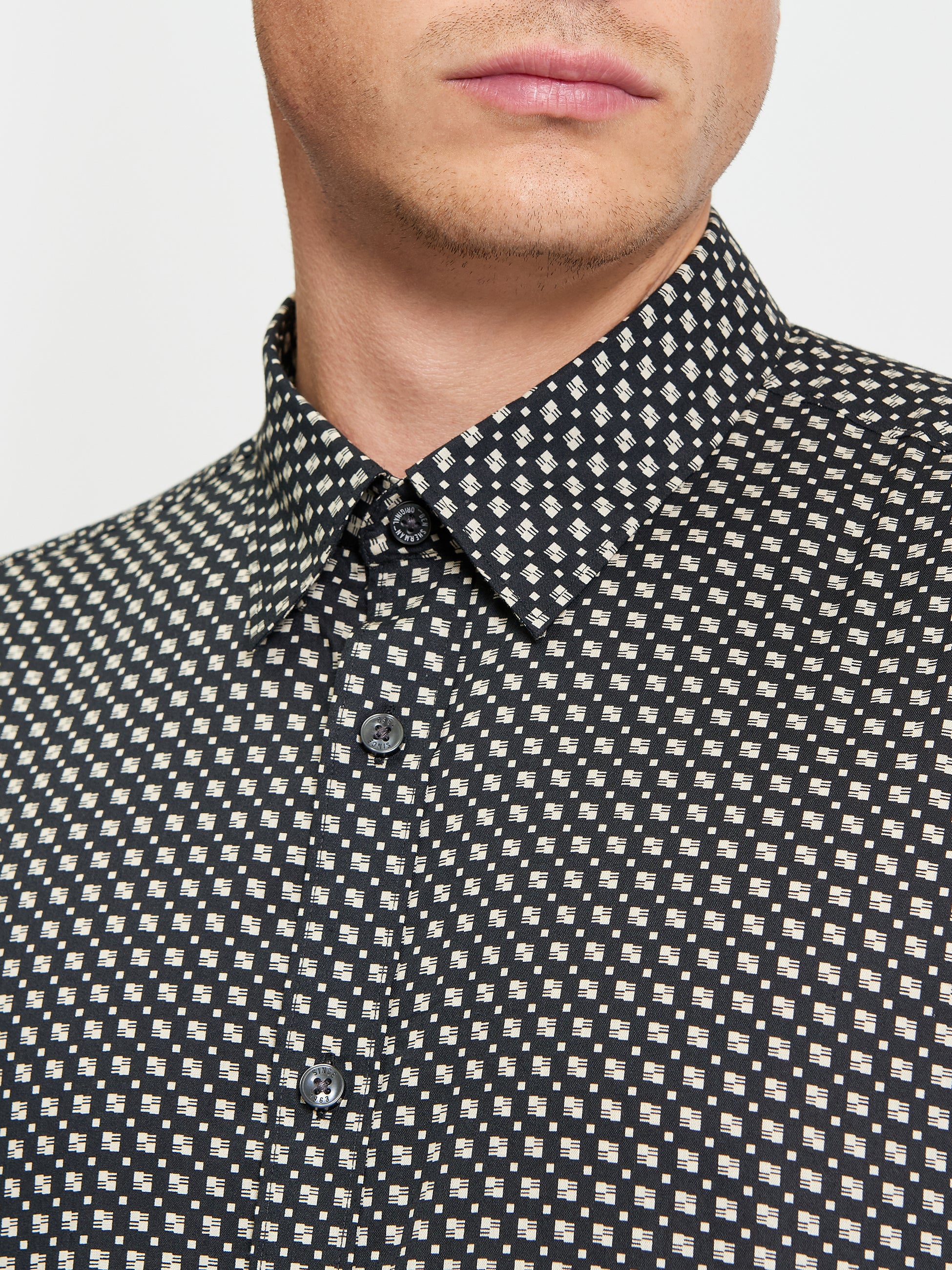 Printed Short Sleeve Shirt Black