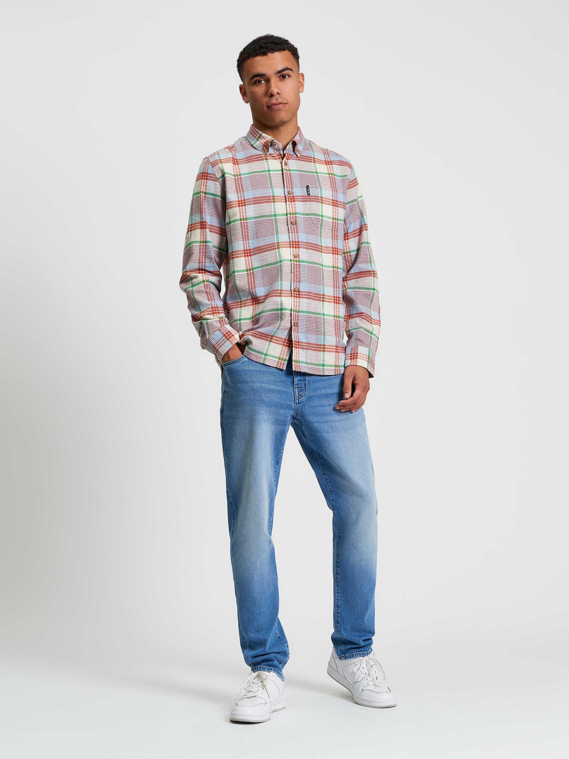 Brushed Crepe Check - Fog - Full Length