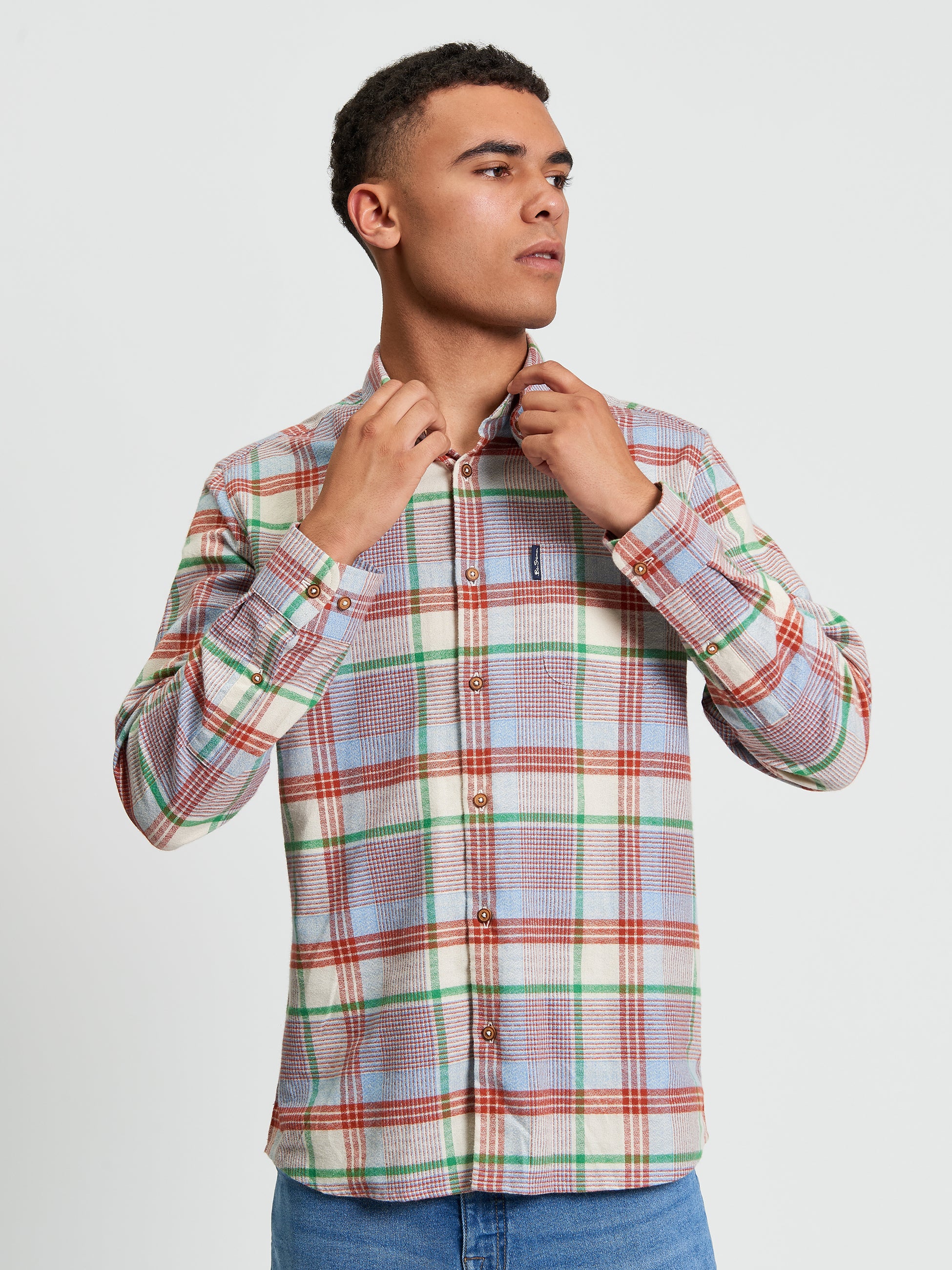 Brushed Crepe Check - Fog - Front