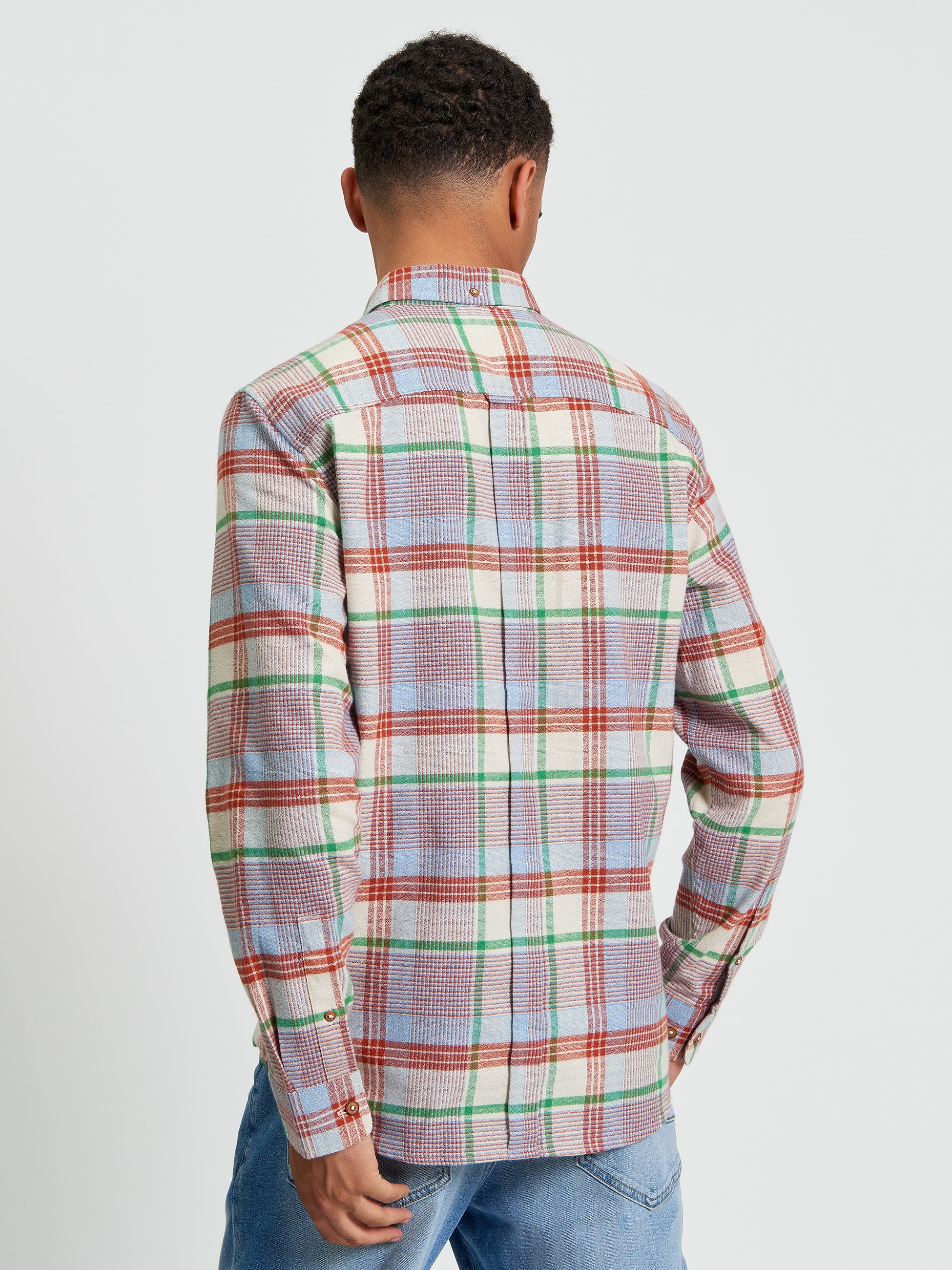 Brushed Crepe Check - Fog - Back