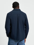 Brushed Herringbone Overshirt - Dark Green - Back