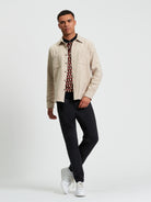 Brushed Herringbone Overshirt - Bronze - Full Length