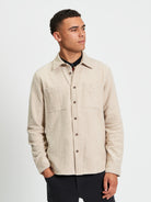 Brushed Herringbone Overshirt - Bronze - Front