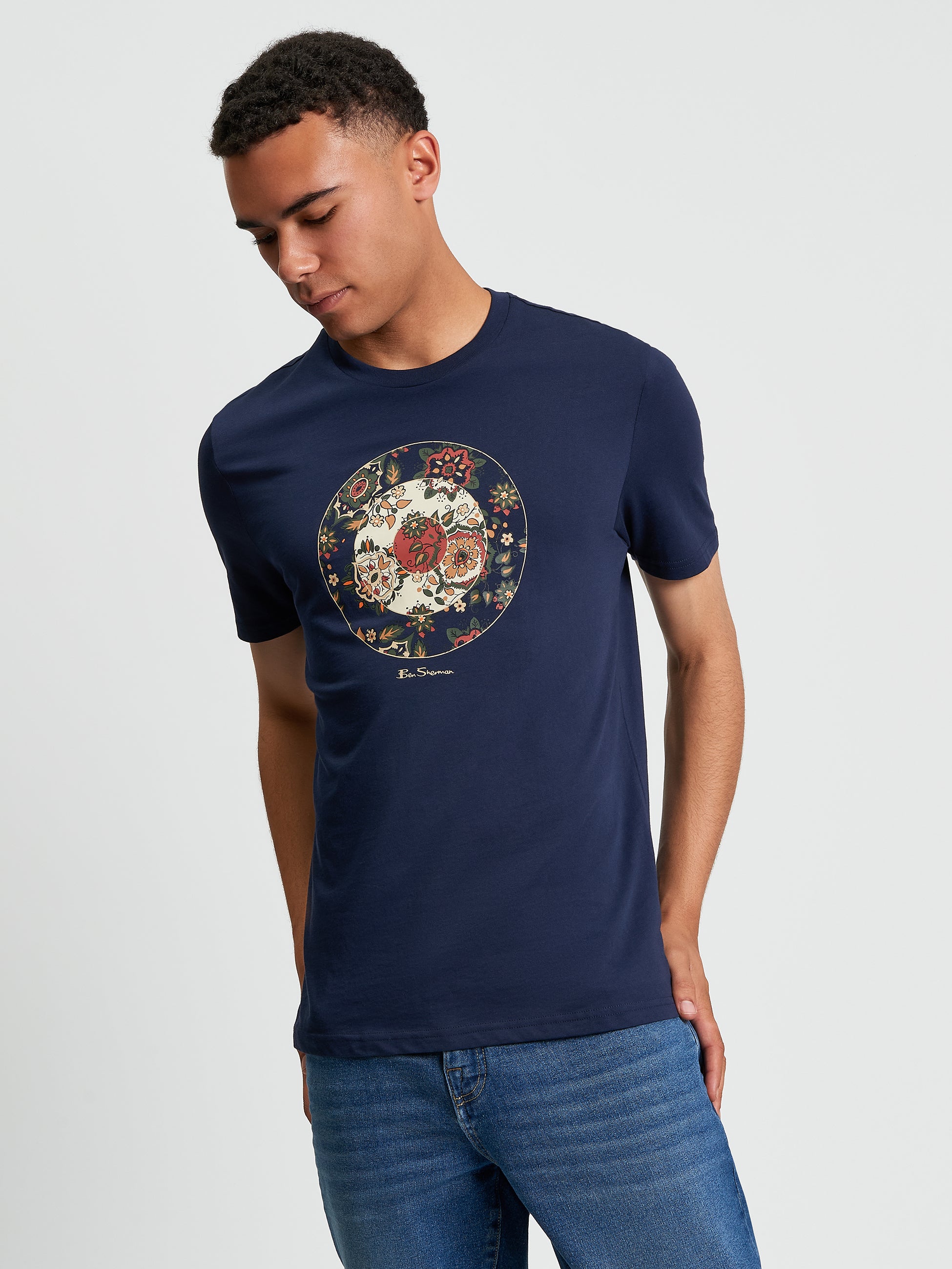 Floral Target - Dark Navy - Front View