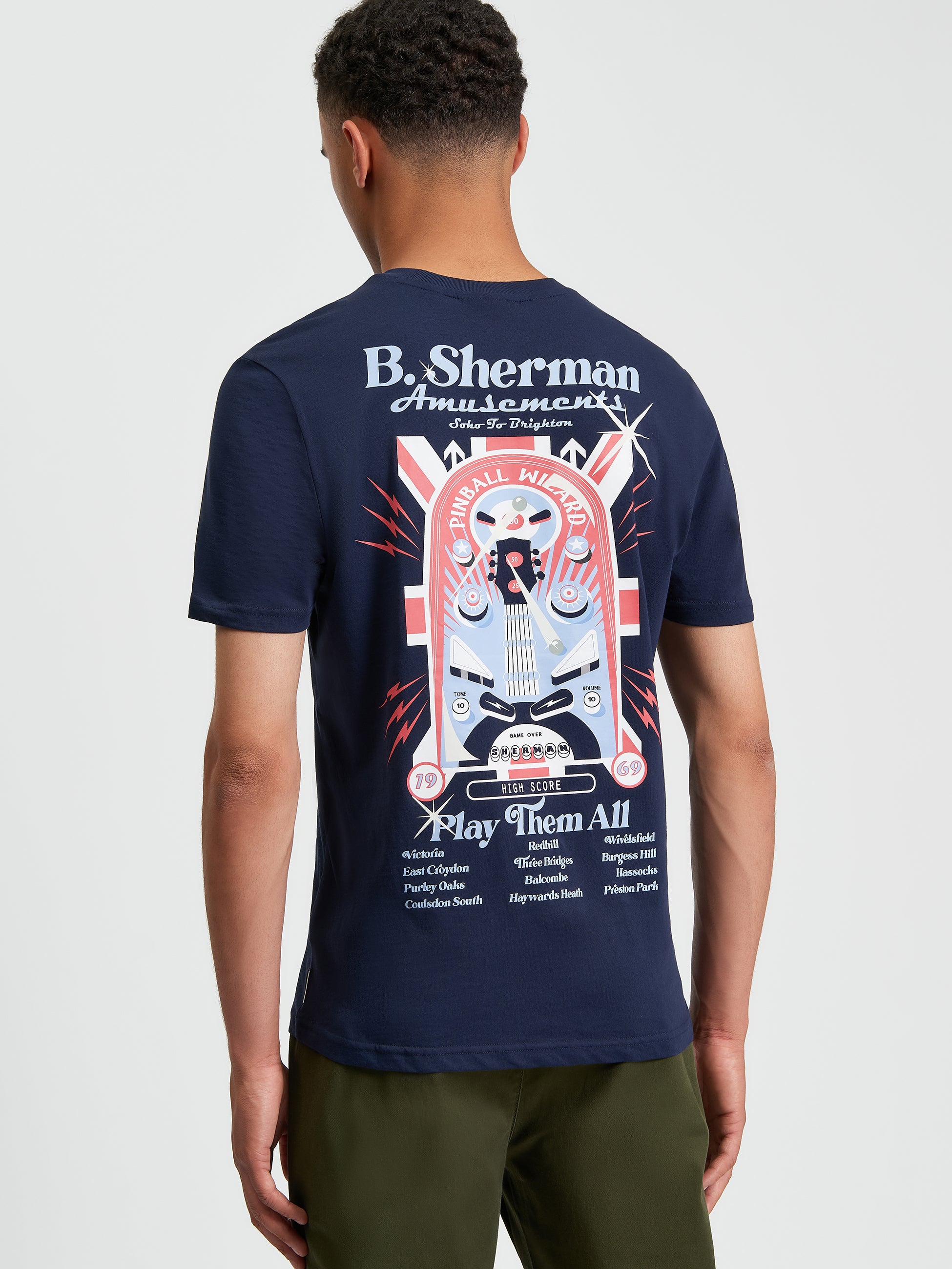 Pinball Tour Tee - Dark Navy - Back View