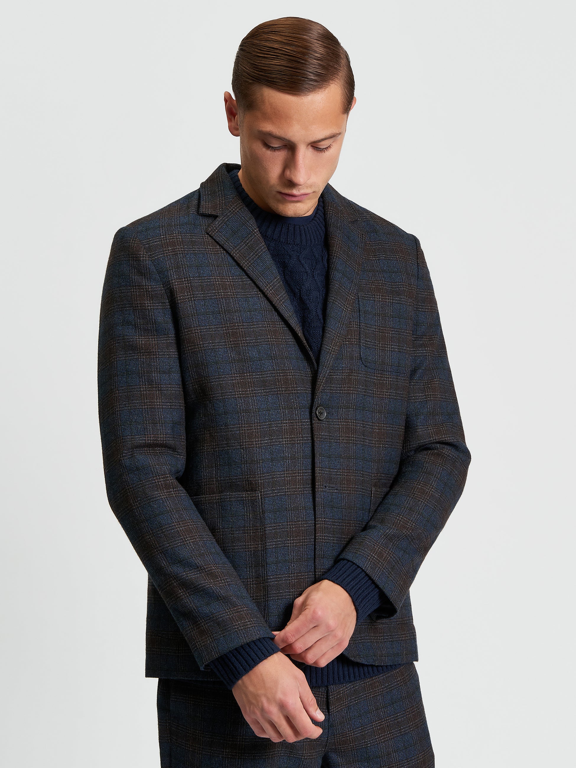 Check Blazer Dark Navy