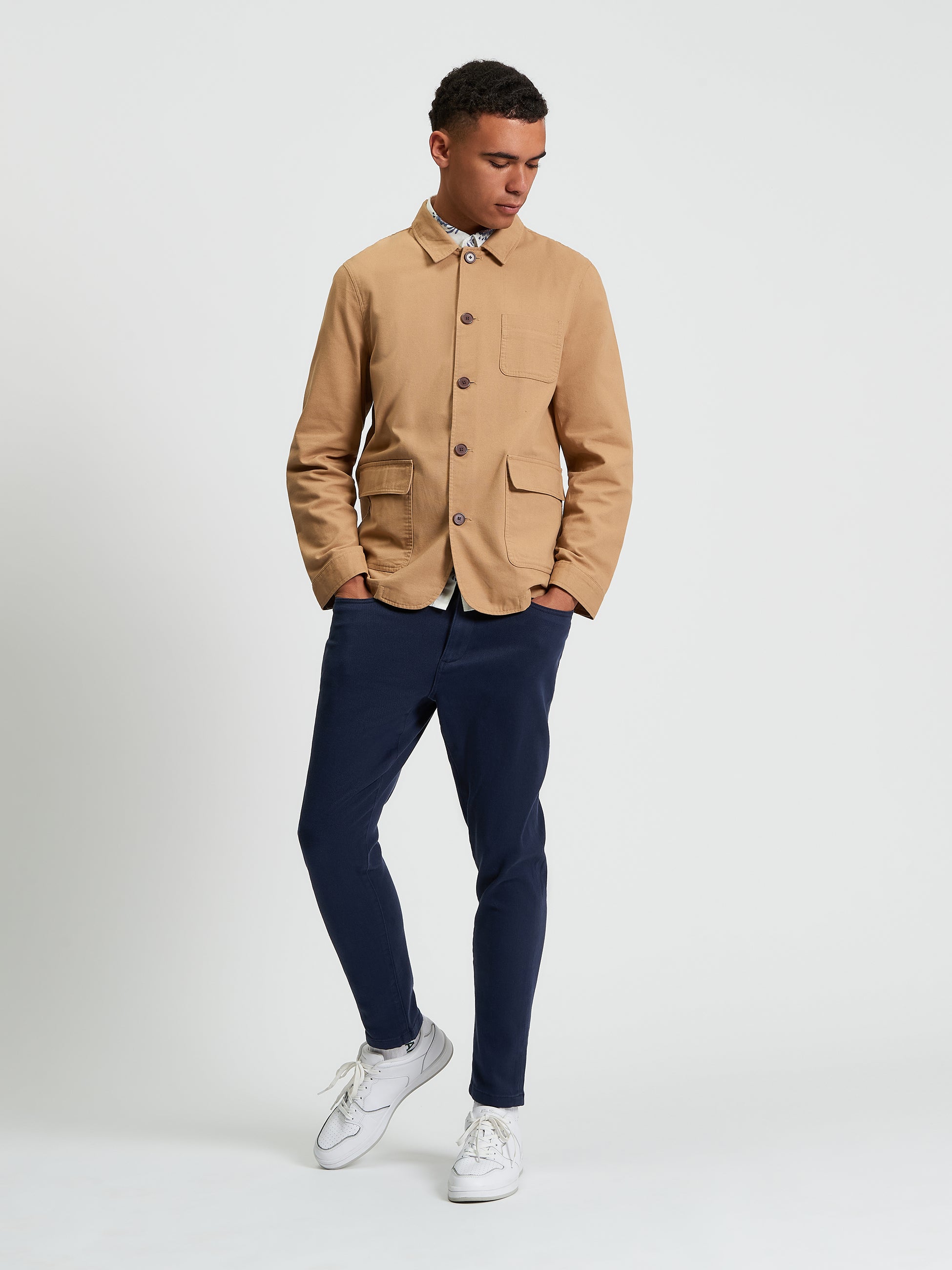 Canvas Chore Jacket - Camel - Full Length