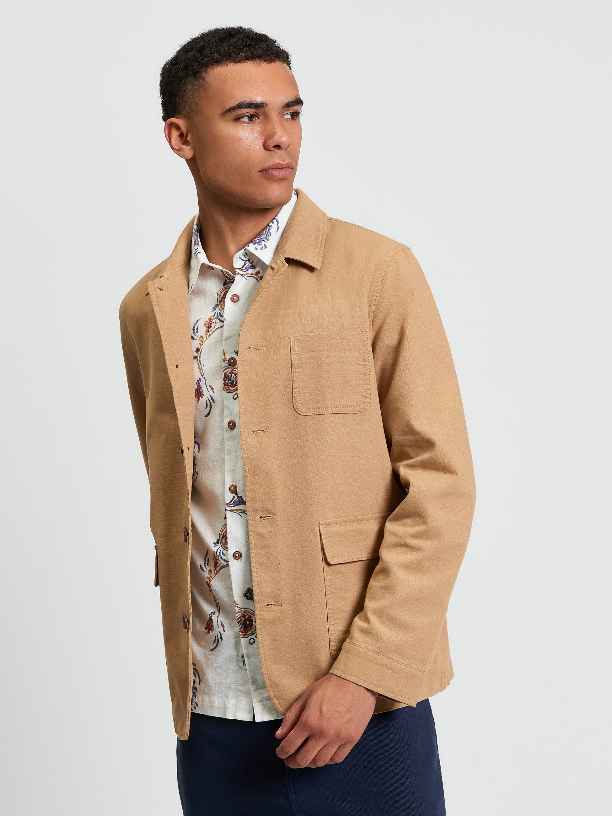 Canvas Chore Jacket - Camel - Front