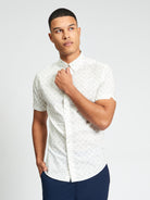 Short Sleeve Scattered Geo Print Shirt - Sage - Styled