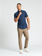 Short Sleeve Floral Geo Print Shirt - Dark Navy - Mod