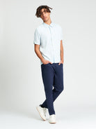 Short Sleeve Linear Print Shirt - Powder Blue - Carnaby