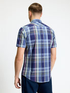 Short Sleeve Block Check Shirt - Twilight Denim - Back View