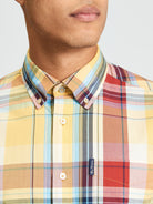 Short Sleeve Oversized Check Shirt - Zest - Close-Up