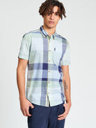 Short Sleeve Large Madras Check Shirt - Powder Blue - Styled