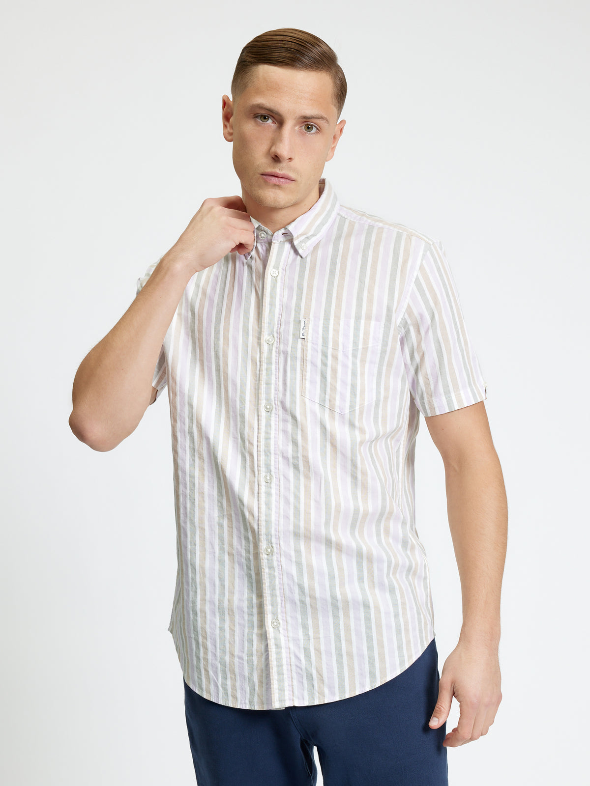 Short Sleeve Multicolour Candy Stripe Shirt - Snow White - Styled