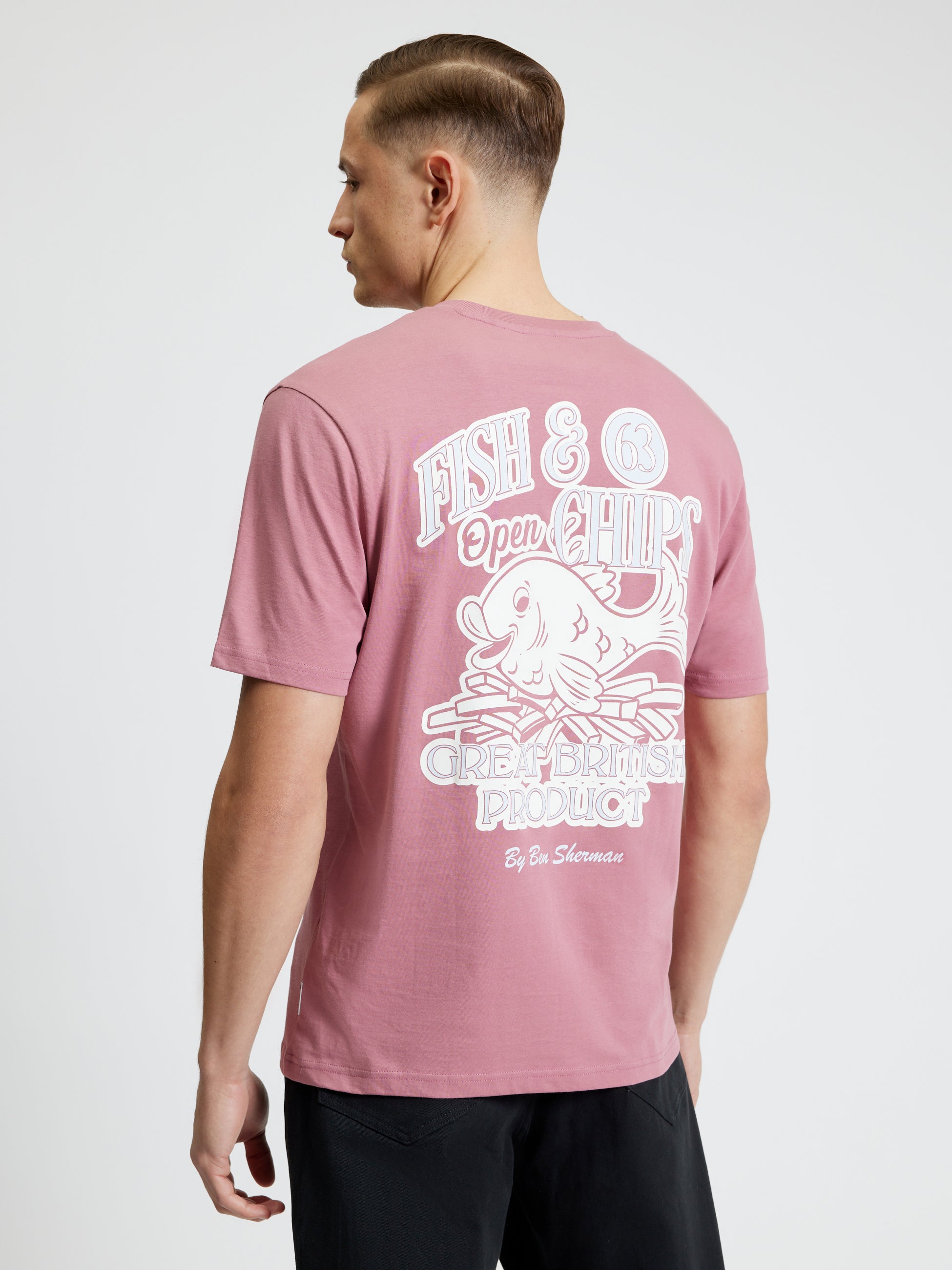 Fish And Chips Tee - Raspberry - Back View