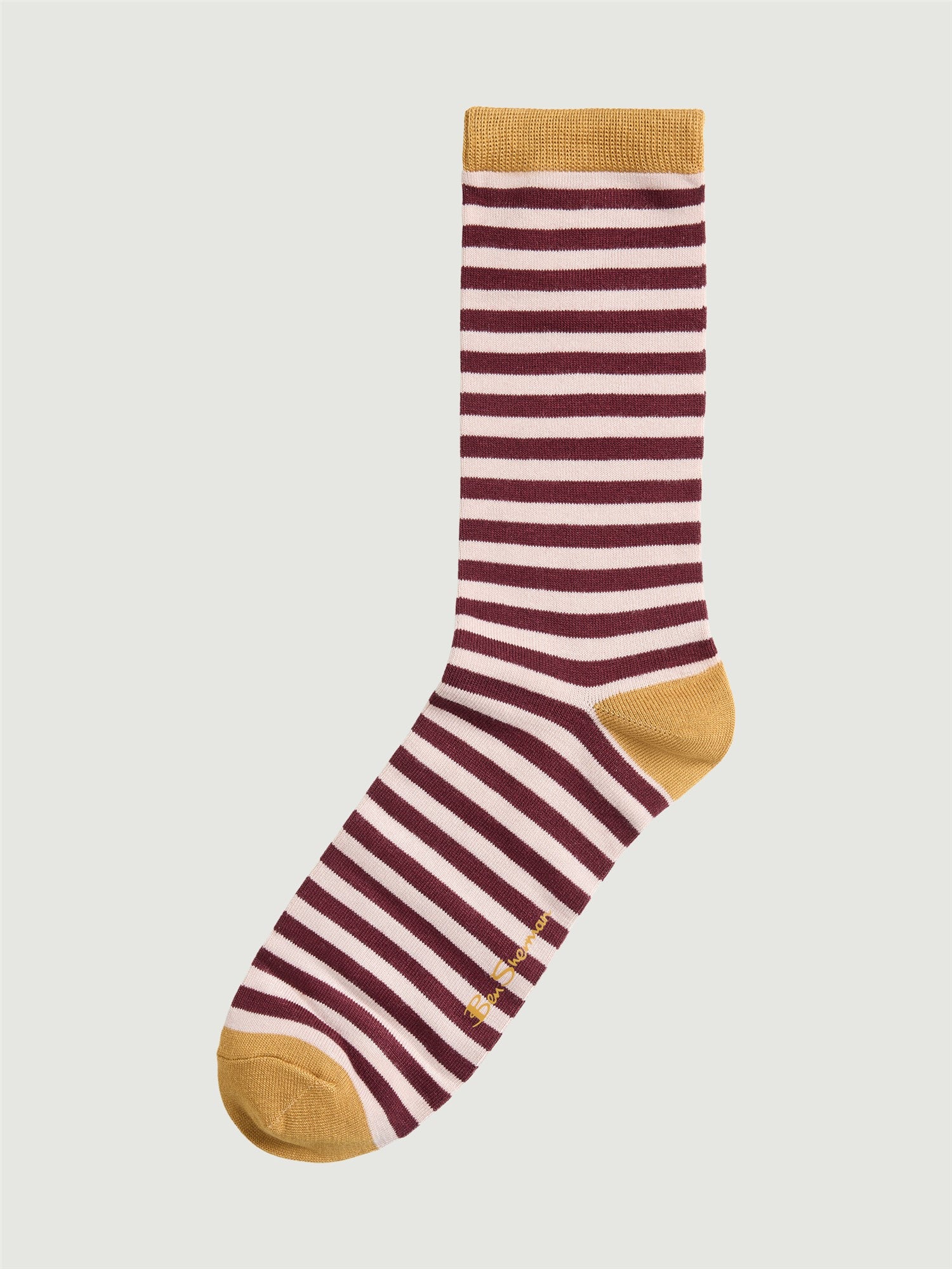 3 Pack Mod Stripe Sock – Bold striped crew sock in burgundy and gold, ideal for gifting and stylish comfort.