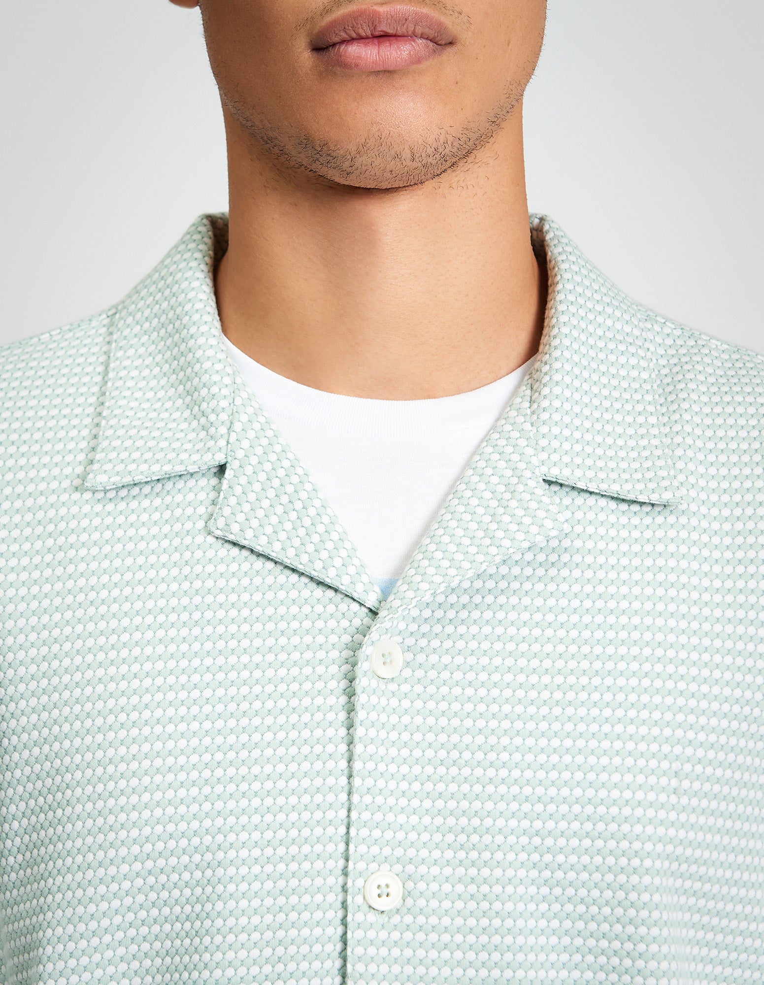 Tri Colour Textured Shirt - Mint - Close-Up