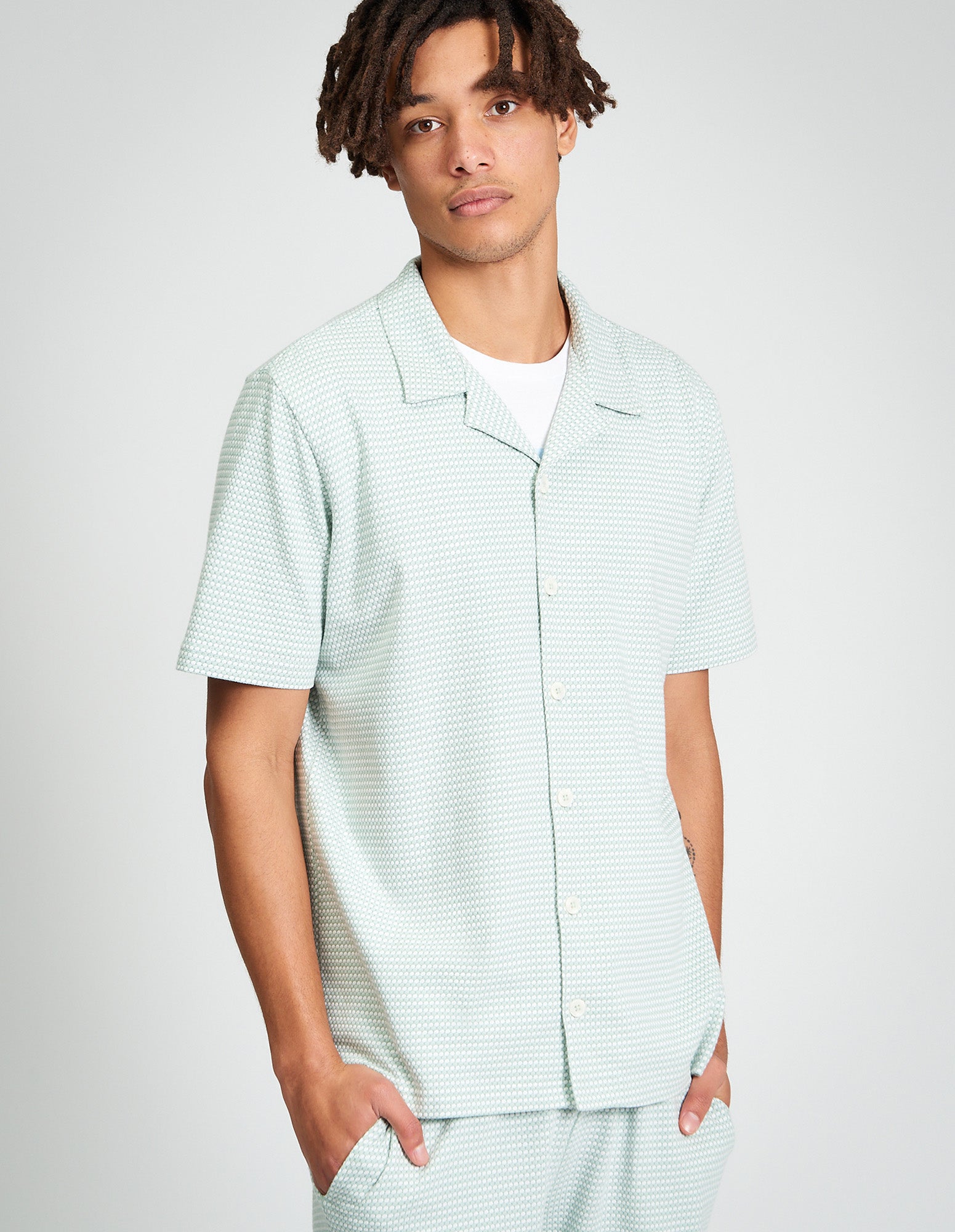 Tri Colour Textured Shirt - Mint - Styled